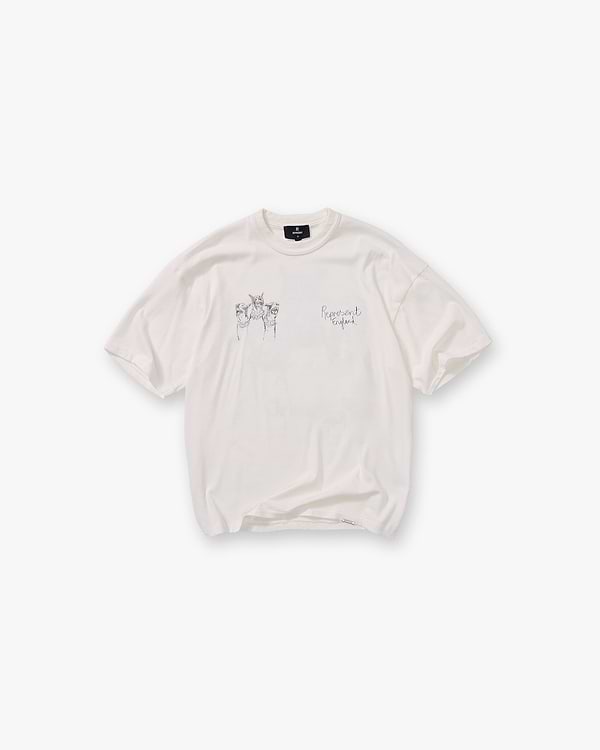 Hand Drawn Thoroughbred T-Shirt - Flat White - XS / Flat White