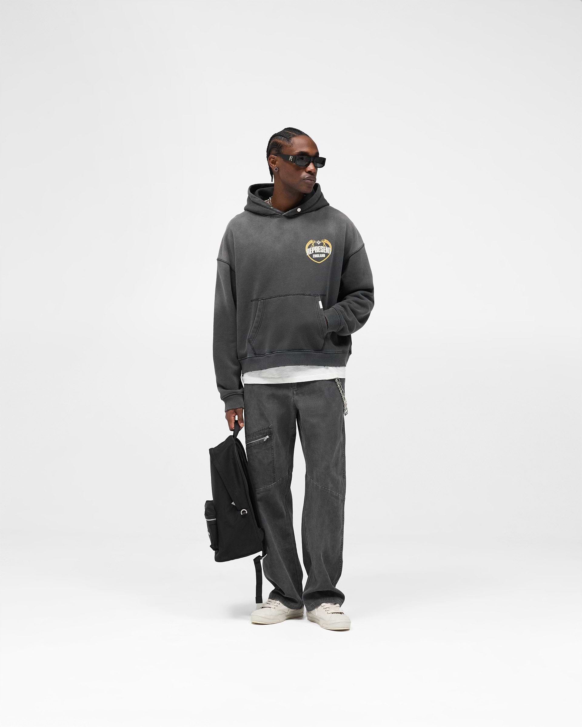 Represent Angel Border Hoodie - Stained Black