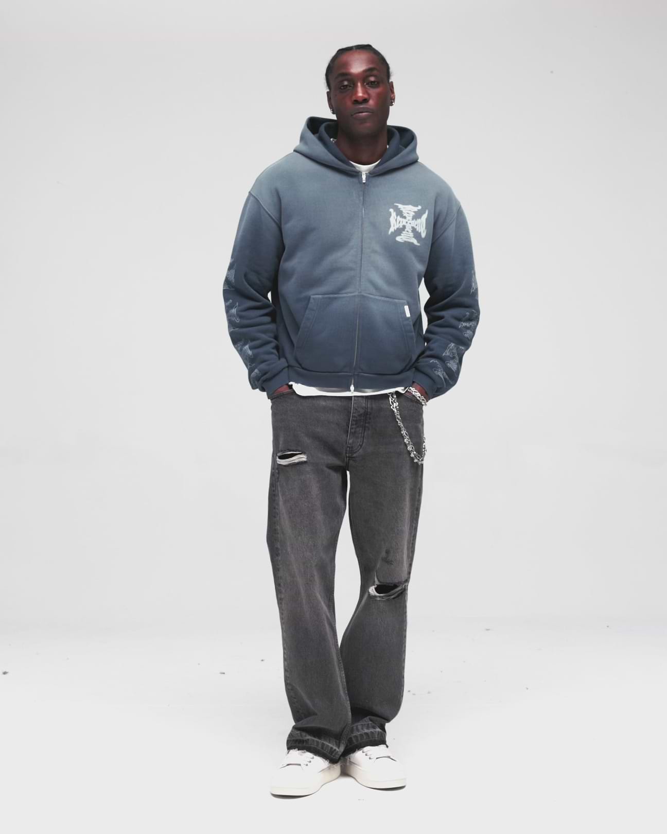 MH Shrunken Zip Hoodie Vintage Navy | Heaton Capsule Hoodies