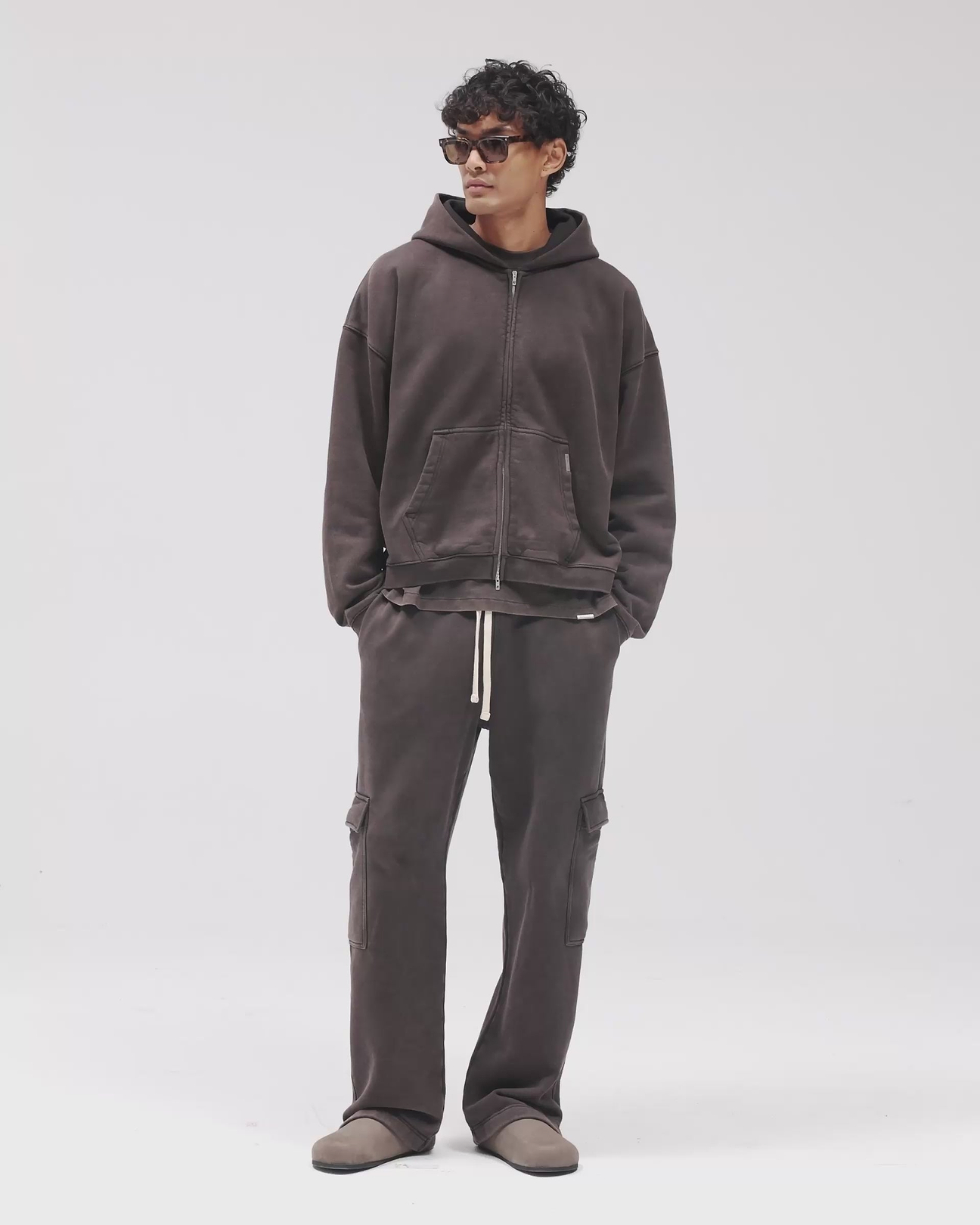 Coffee Initial Boxy Zip Up Hoodie | Mens Hoodies | REPRESENT