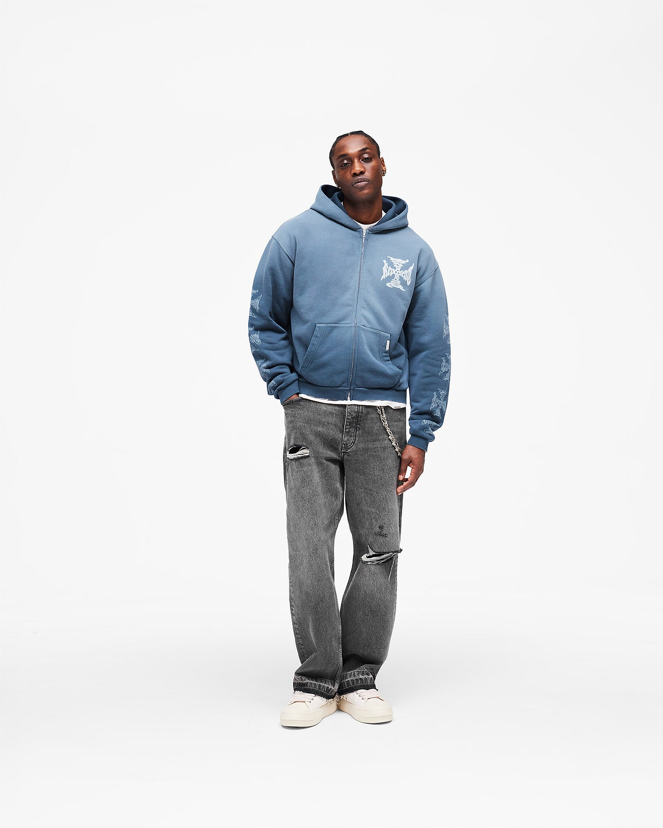 MH Shrunken Zip Hoodie Vintage Navy | Heaton Capsule Hoodies