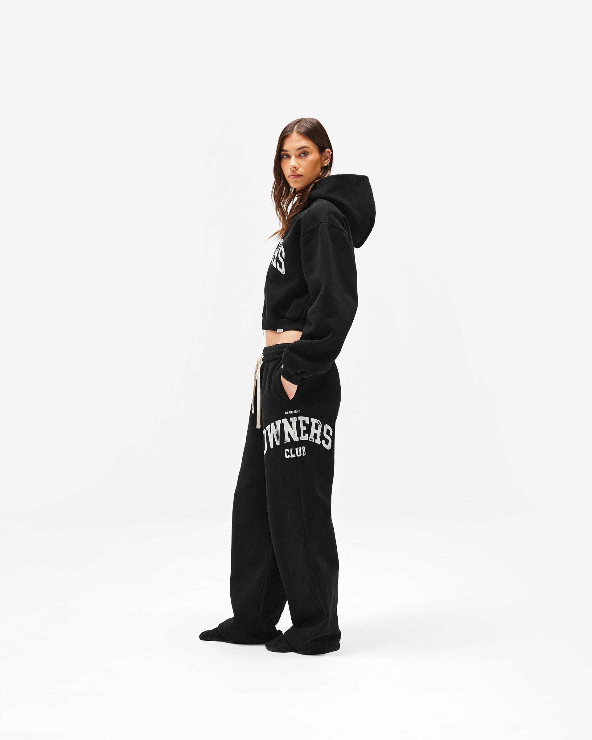 Represent Owners Club Zip Through Hoodie - Jet Black