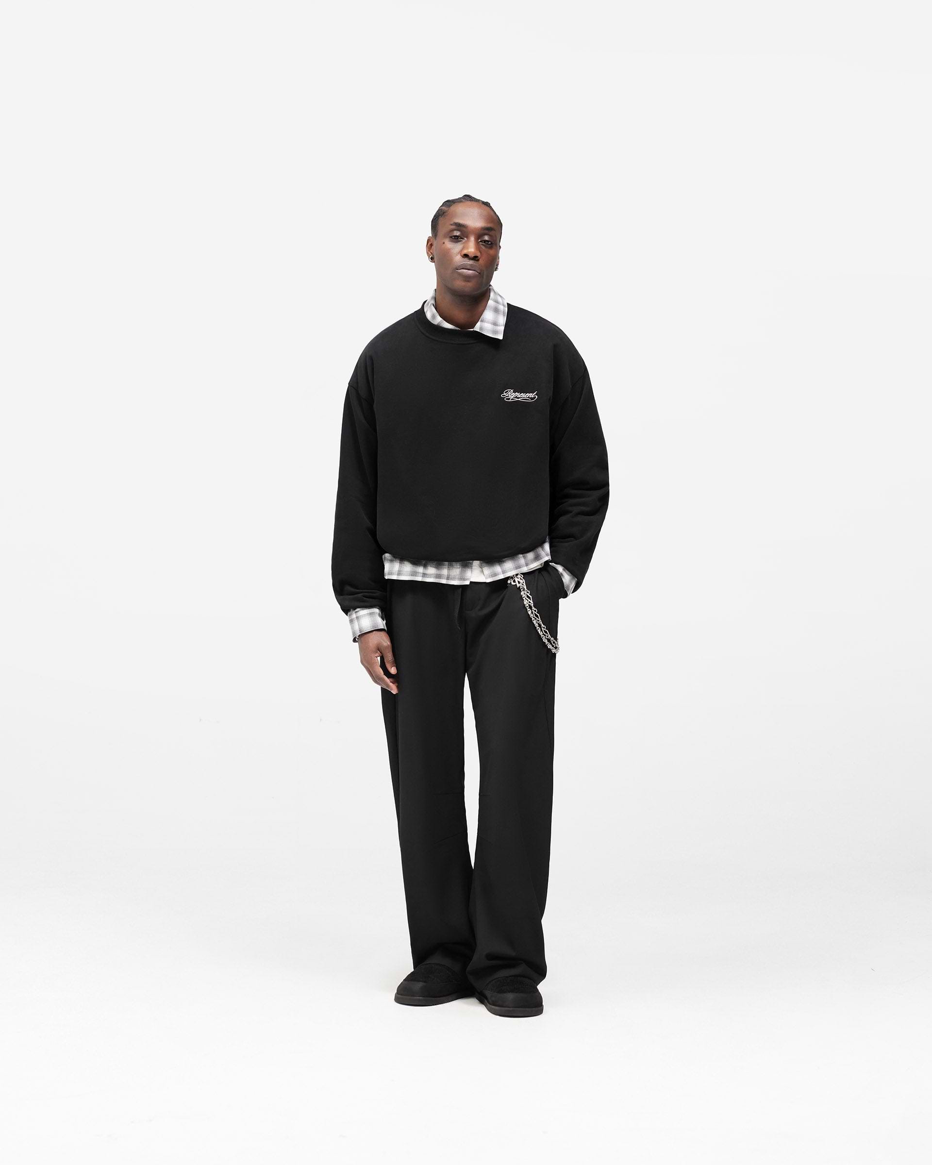 Dual Layer Script Sweater - Jet Black