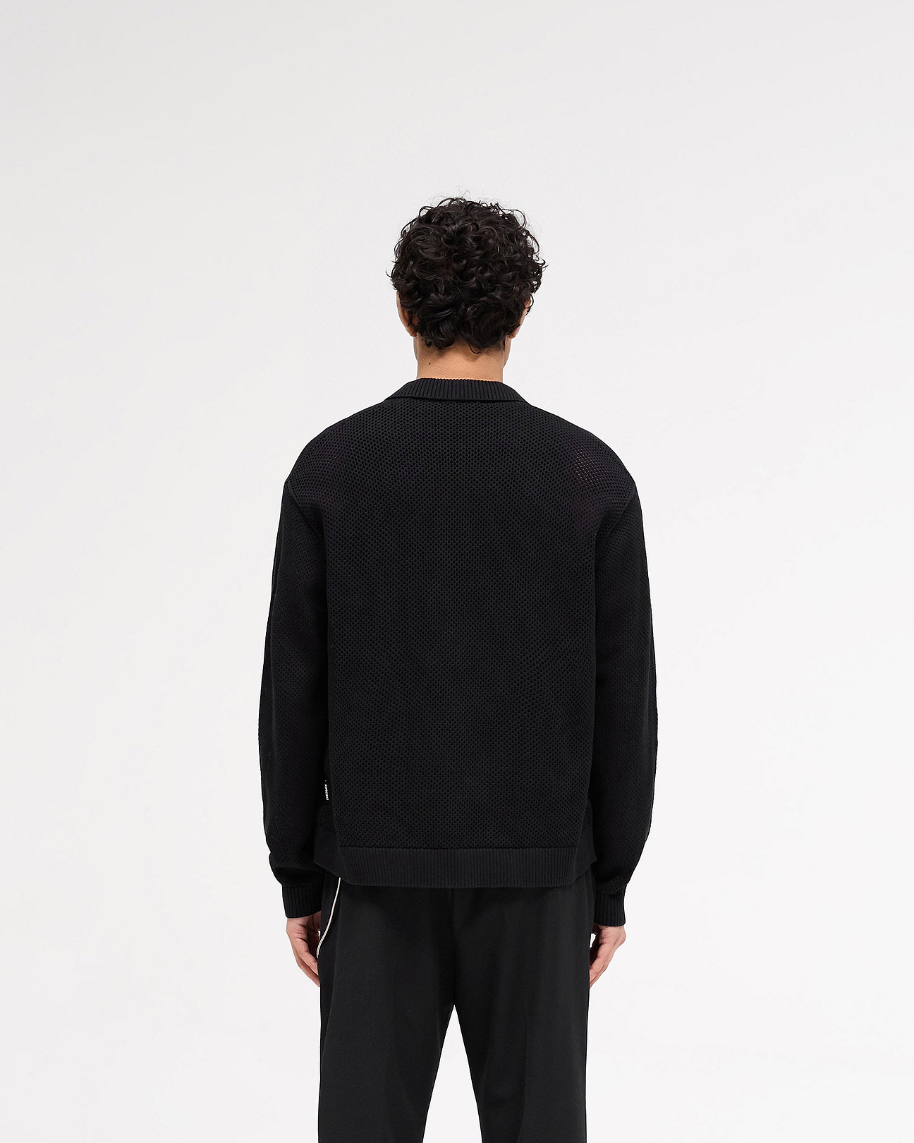 Long Sleeve Mesh Knit Shirt | Jet Black | REPRESENT