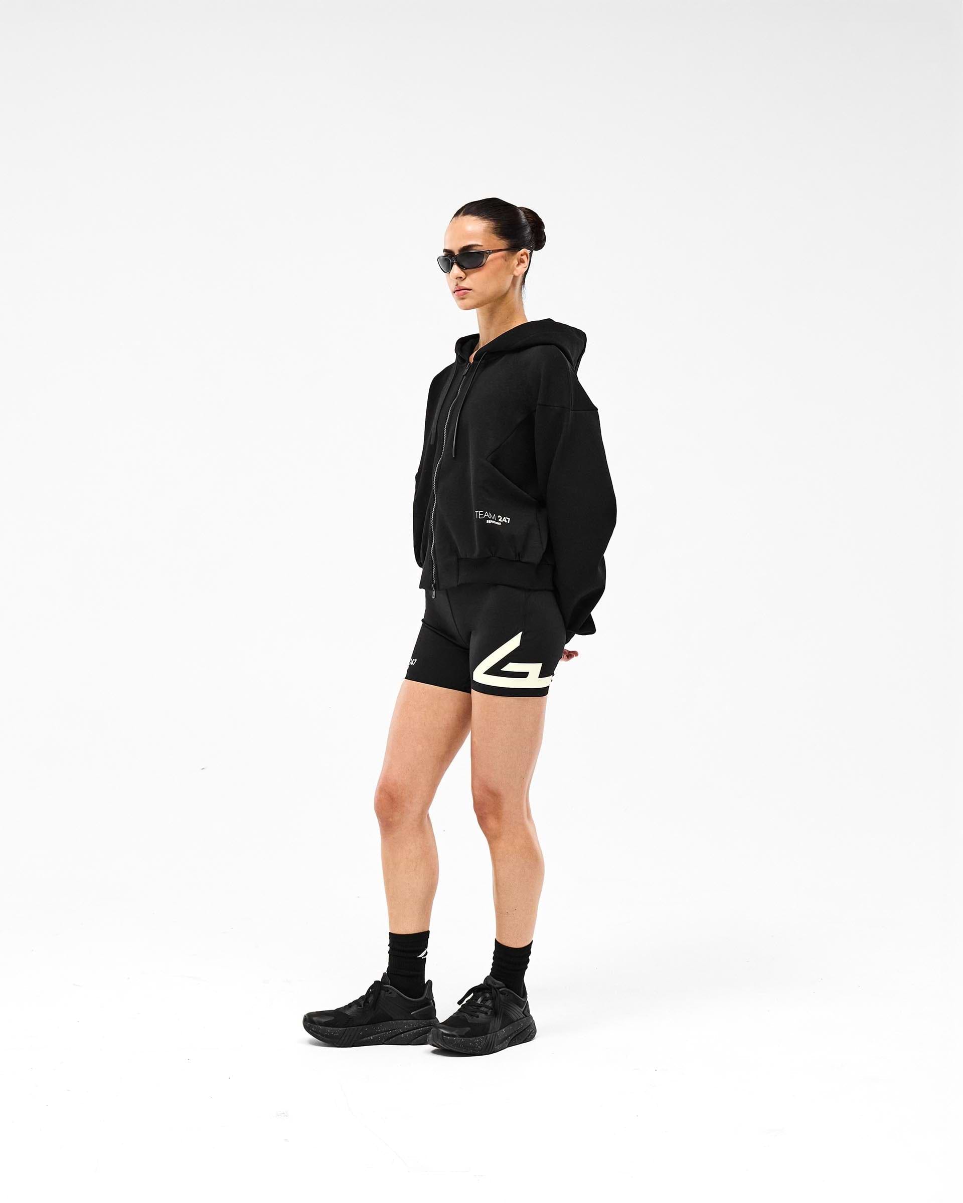 247 Training Hoodie Zip Front - Black