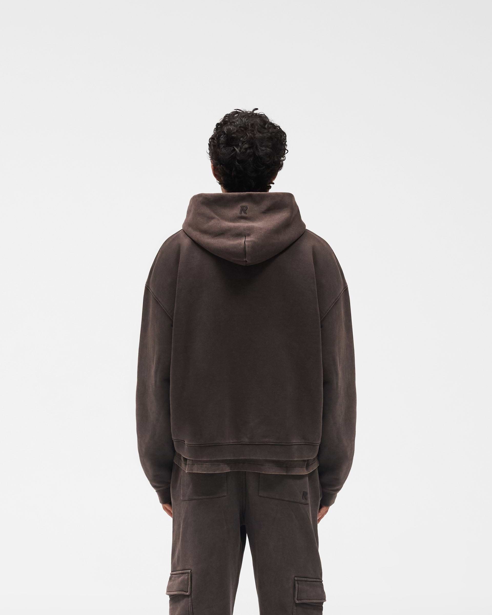 Initial Boxy Zip Through Hoodie - Coffee