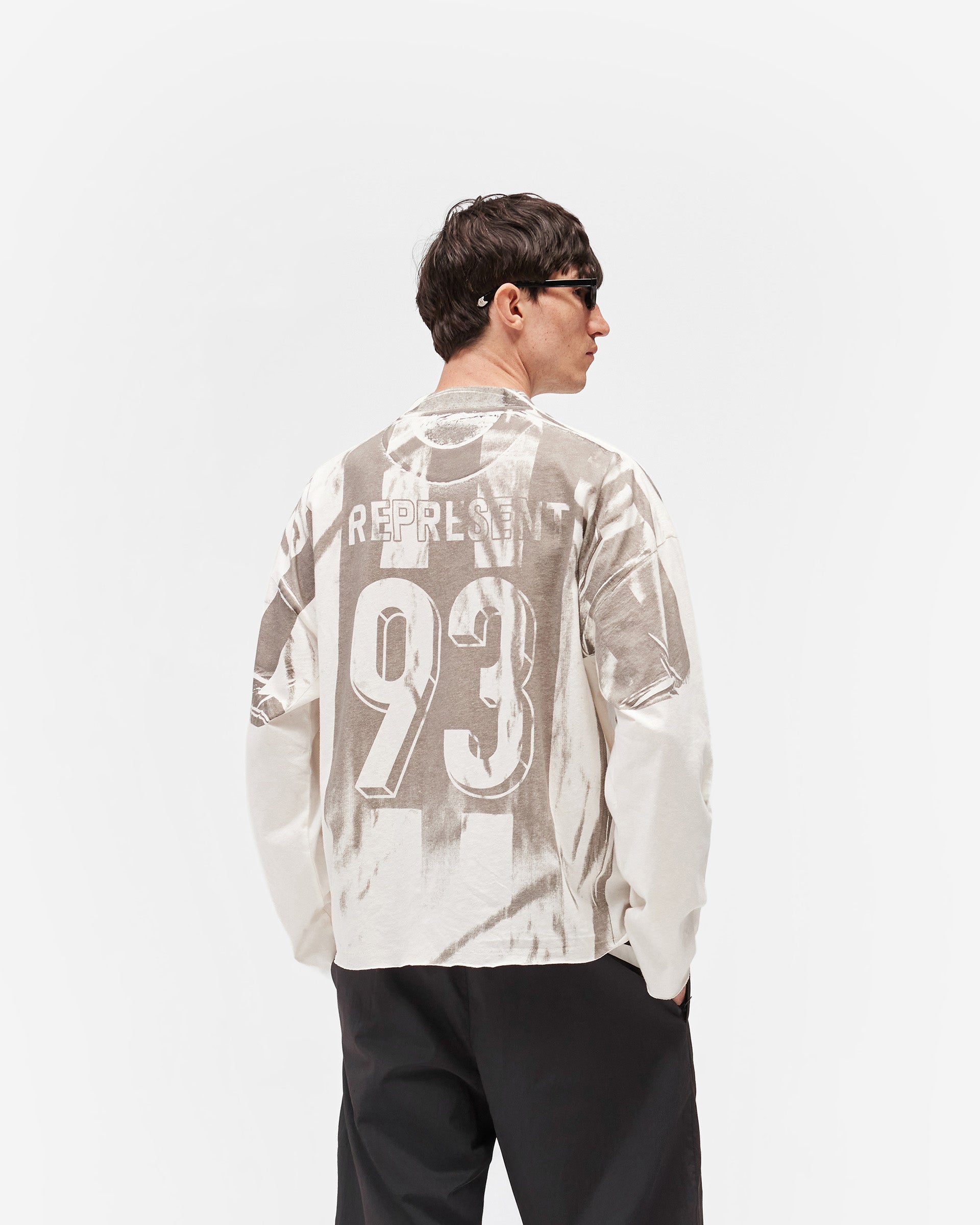 Printed Long Sleeve T-Shirt - Flat White