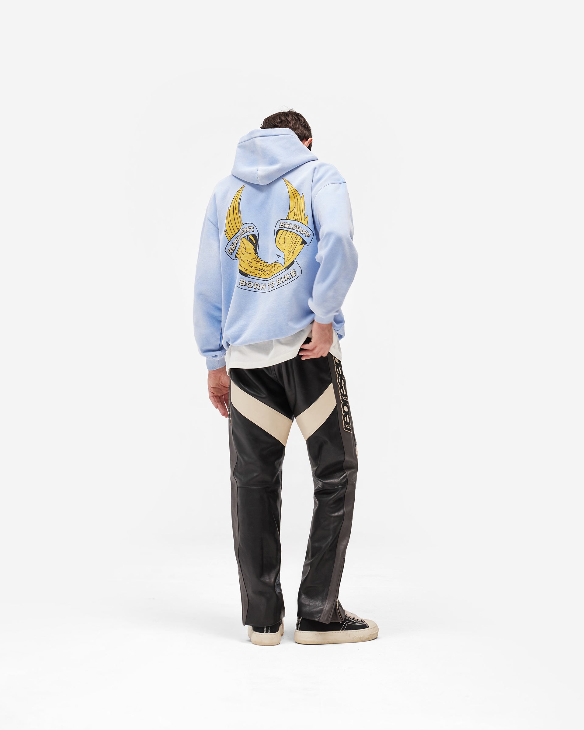 Represent X Belstaff Born To Bike Hoodie - Mid Blue