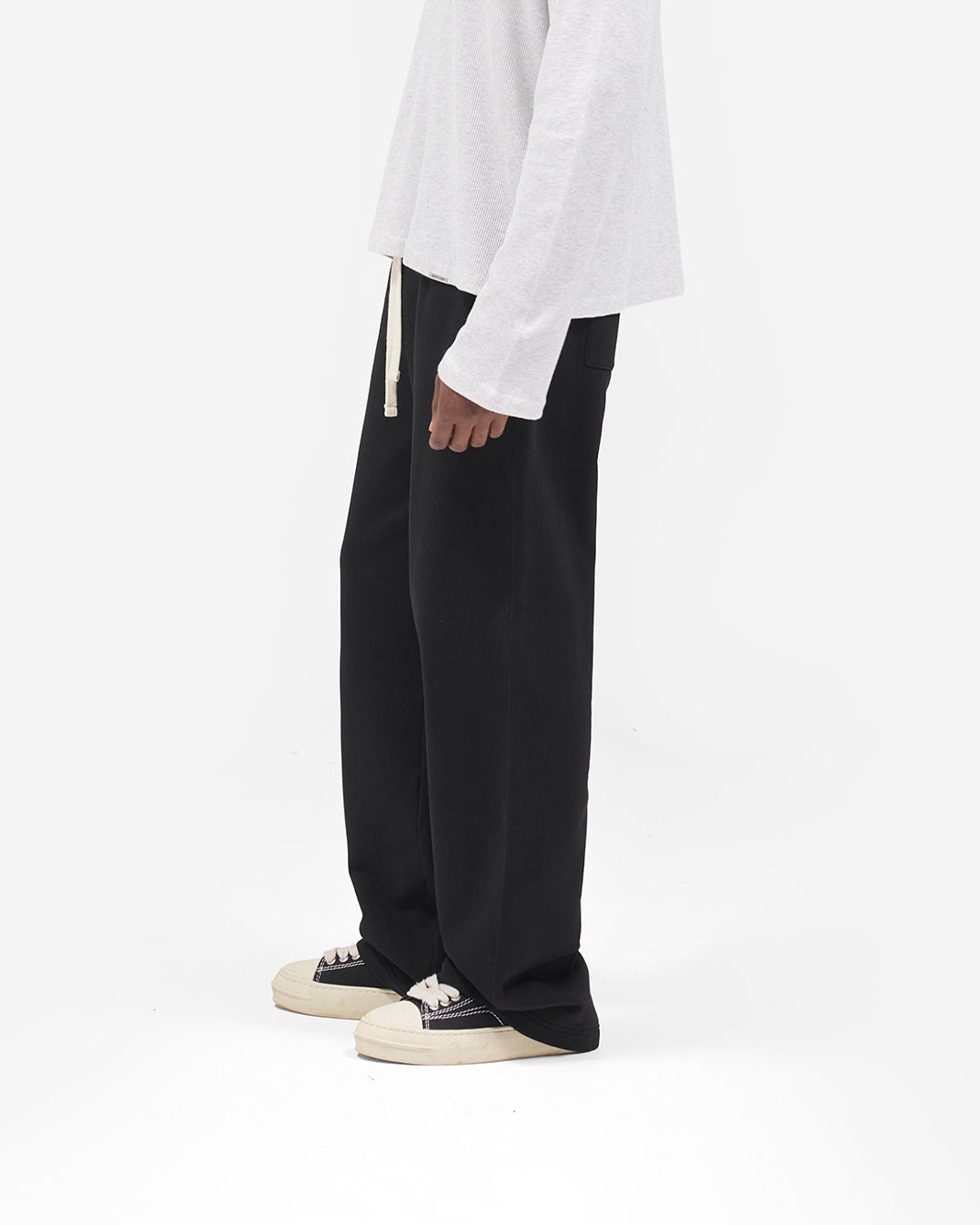Initial Wide Leg Sweatpants - Jet Black
