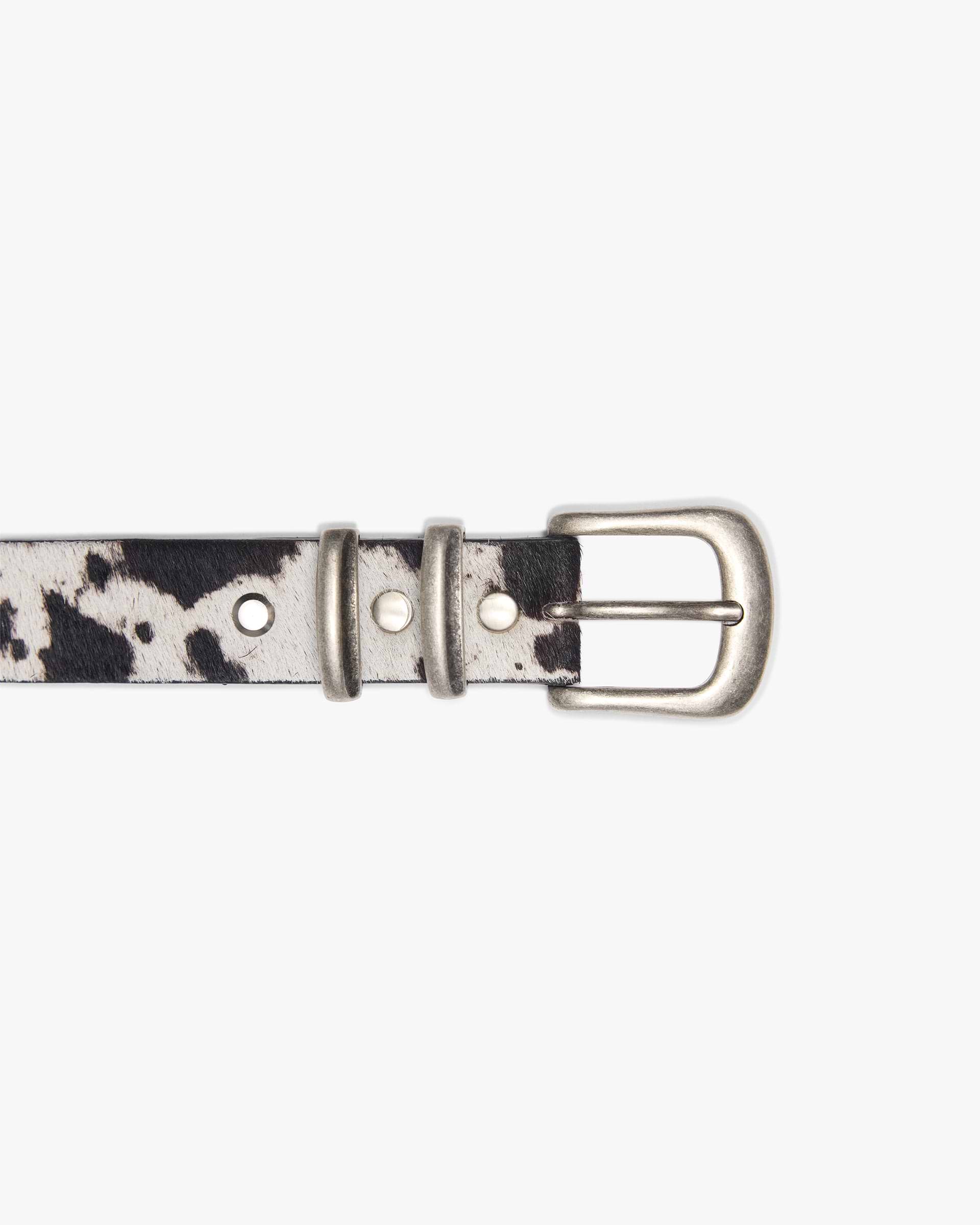 Cowhide Rodeo Belt - Flat White Jet Black