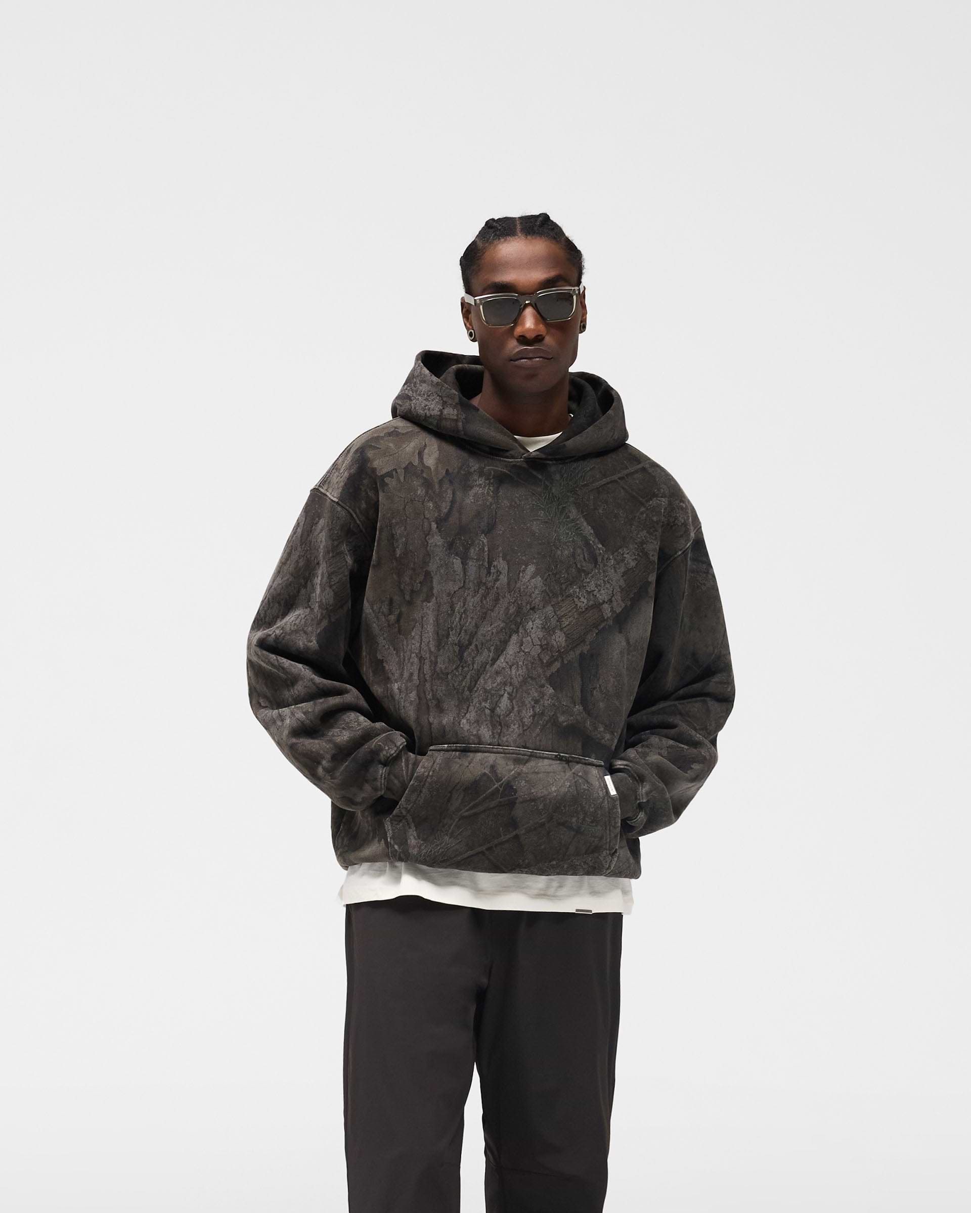 Initial Overdye Realtree® Oversized Hoodie - Overdyed Black