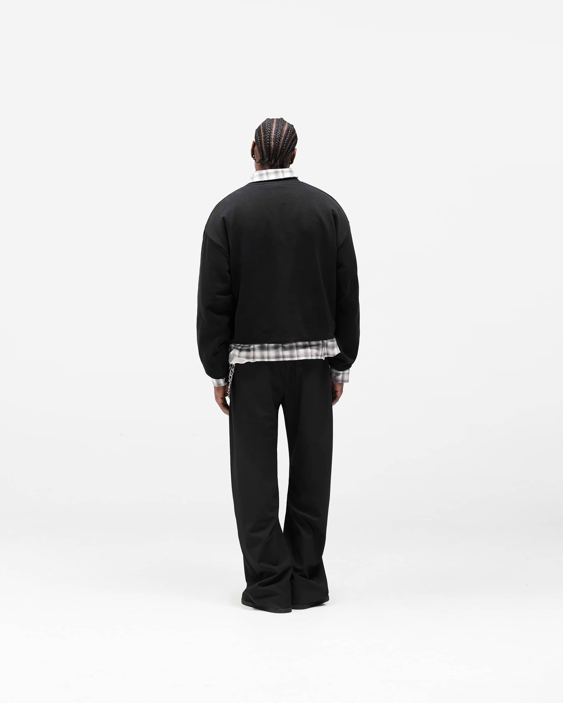 Dual Layer Script Sweater - Jet Black