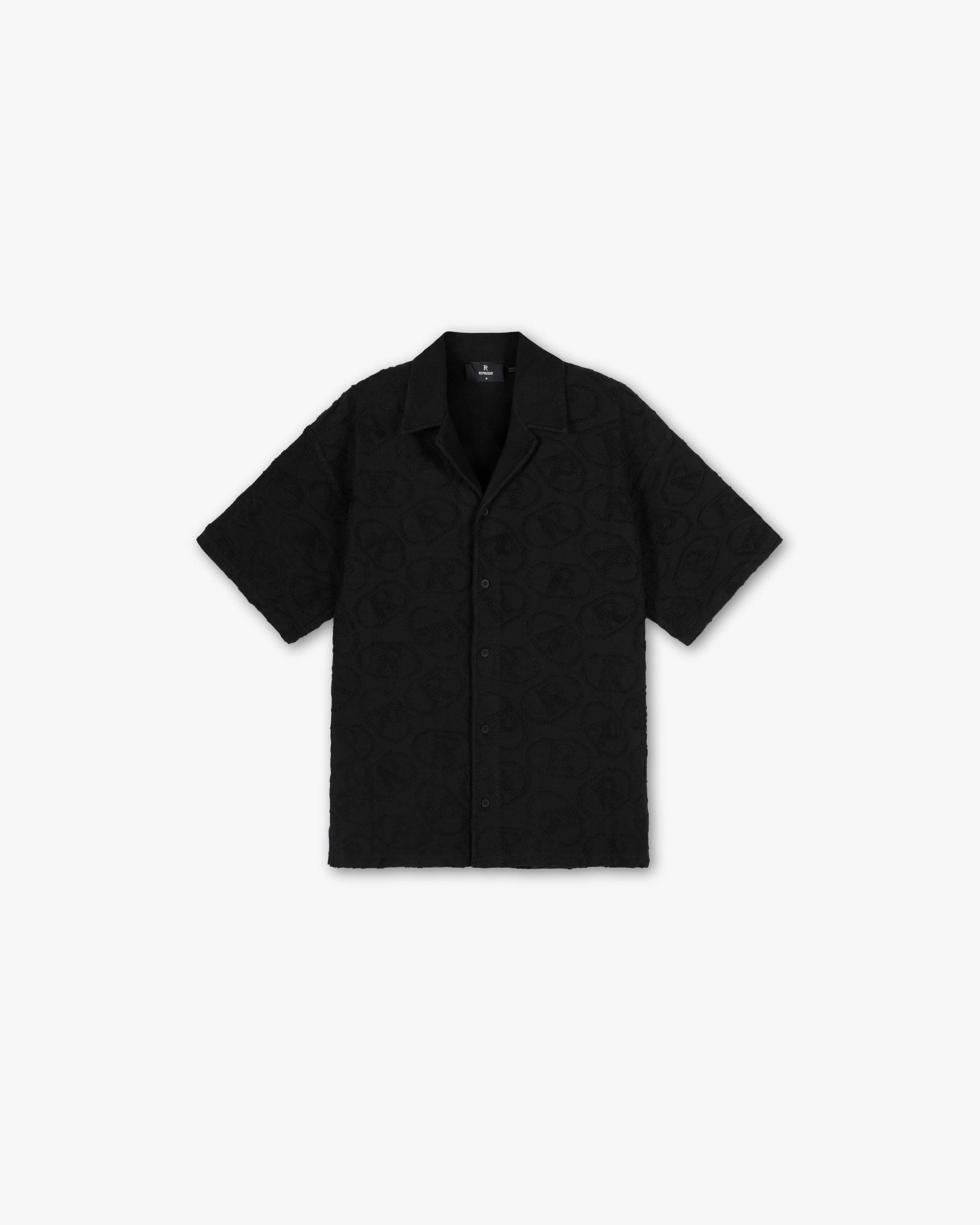 All Over Print Towel Shirt - Black