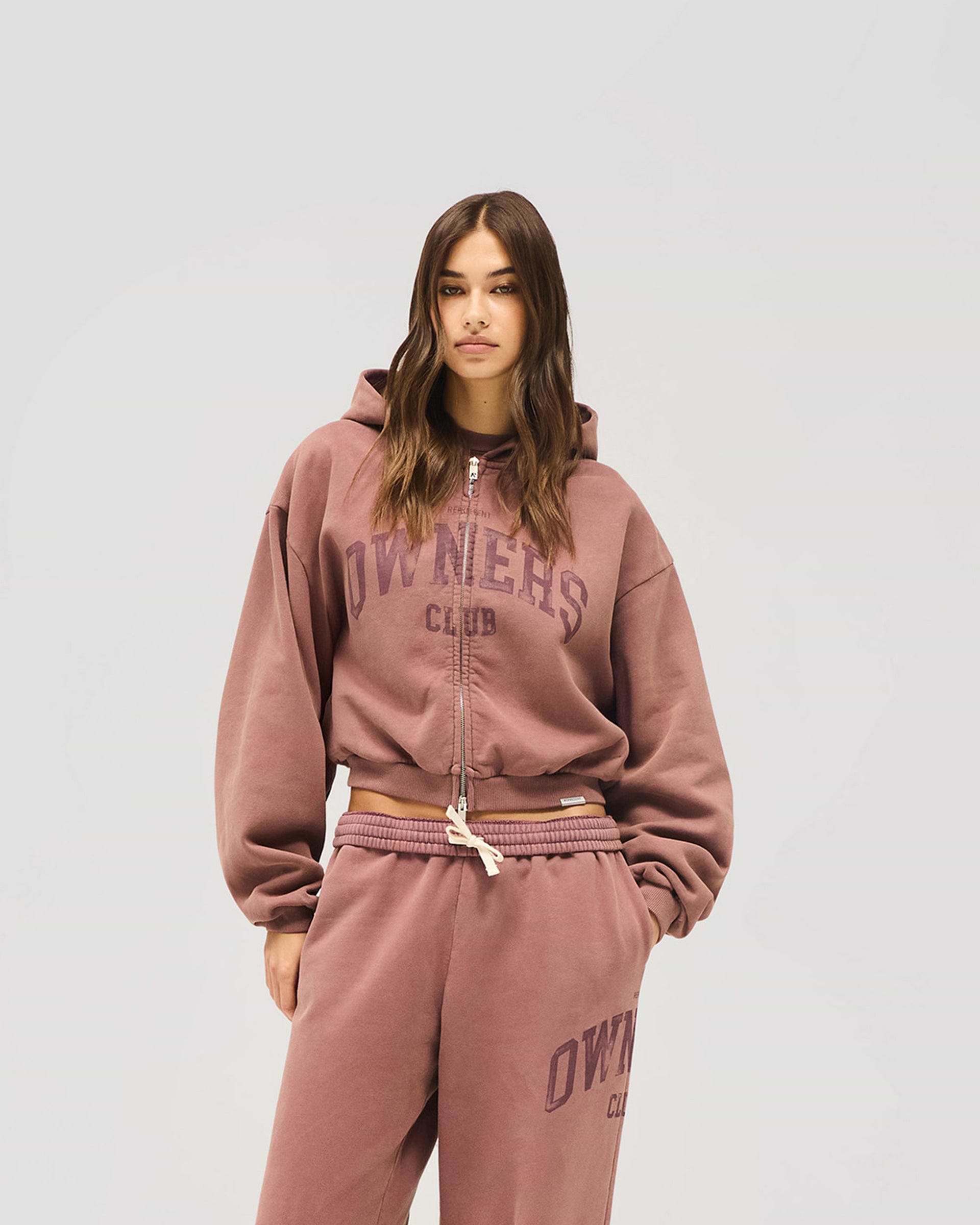 Represent Owners Club Zip Through Hoodie - Smoked Rose