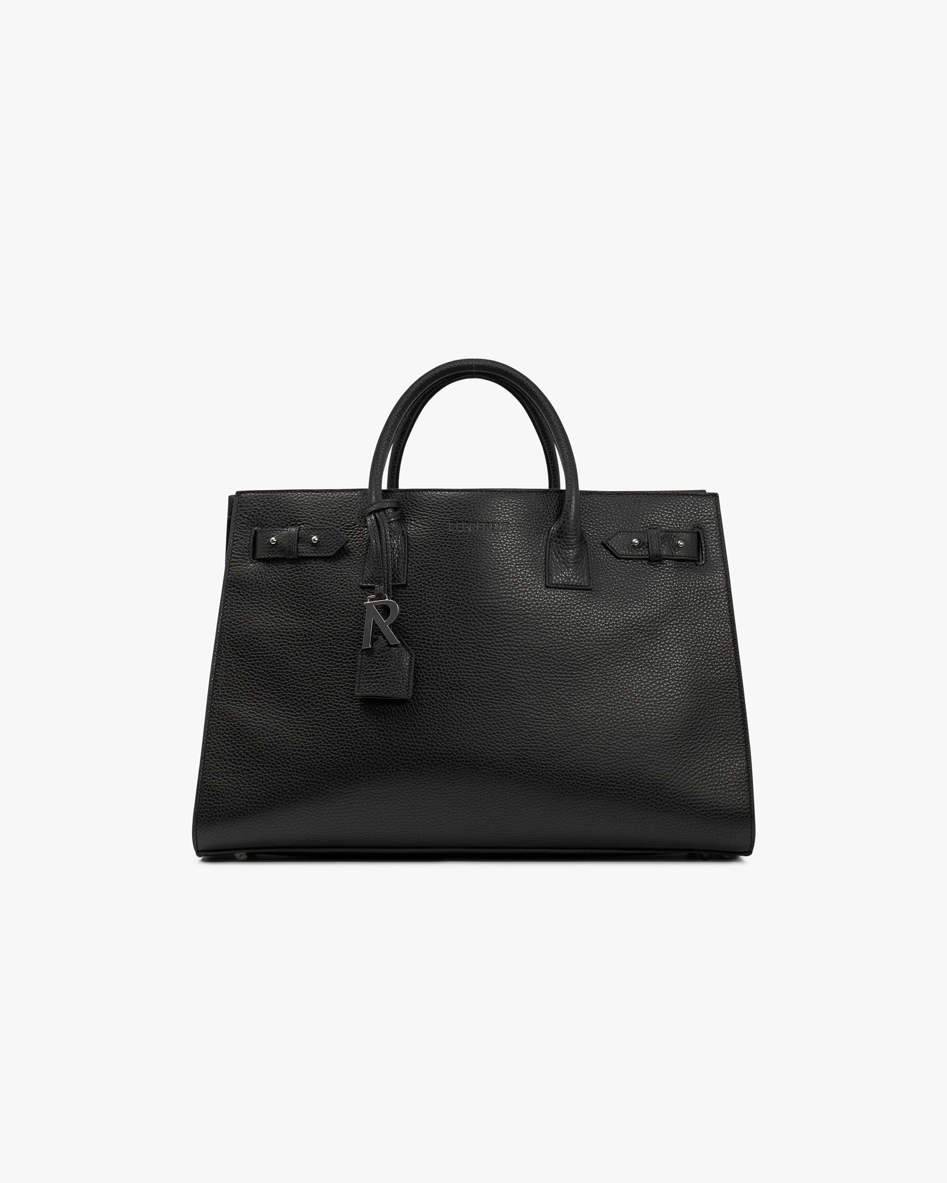 Leather Tote Bag - Textured Black