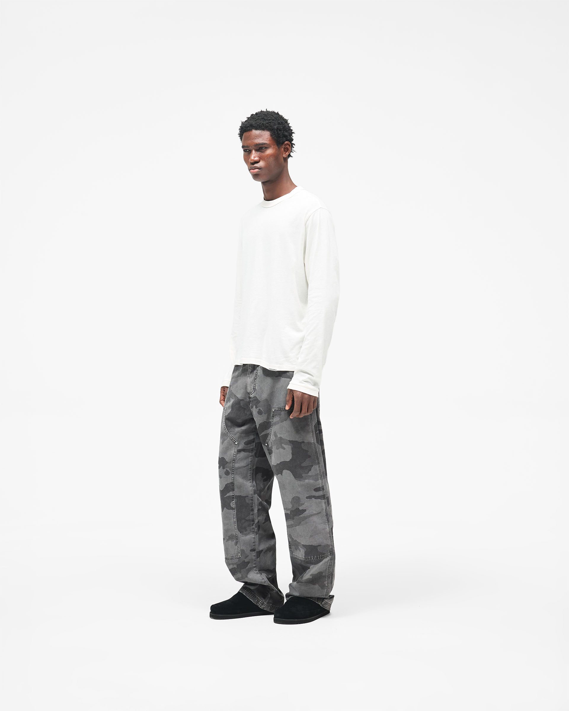 Heaton Camo Workwear Pant - Washed Grey Camo
