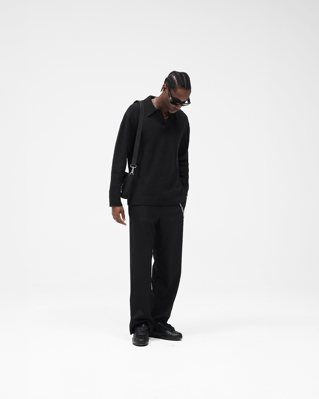 Jet Black Boucle Knitted Polo Shirt | Knitwear | REPRESENT