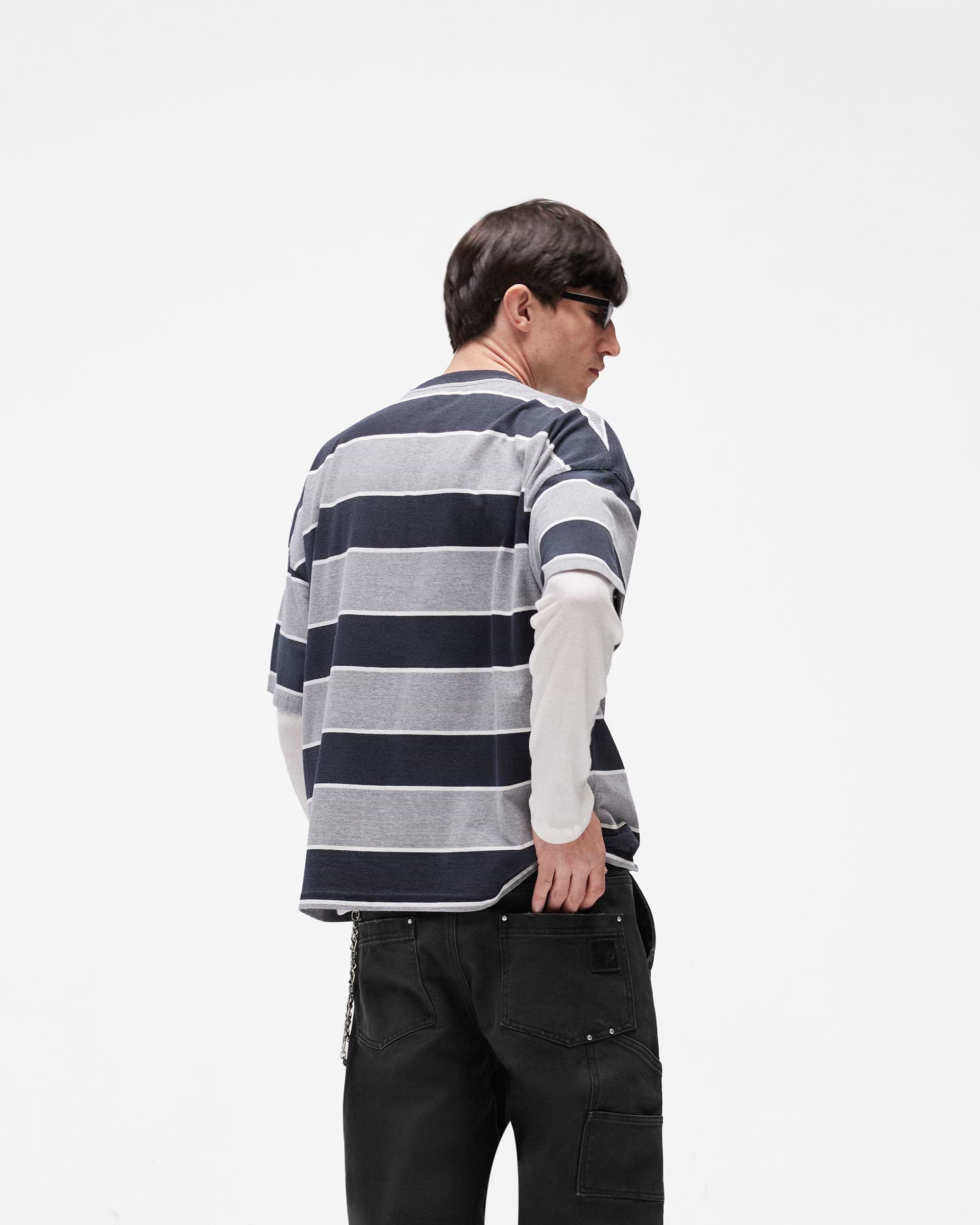 Calfornia Striped T-Shirt - Jet Black Grey Marl