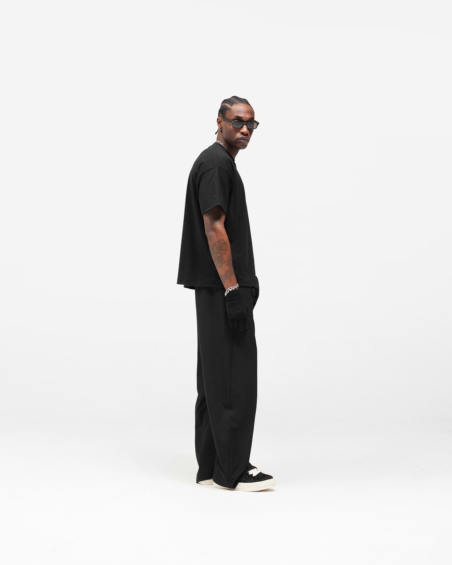 Dual Layer Script T-Shirt - Jet Black