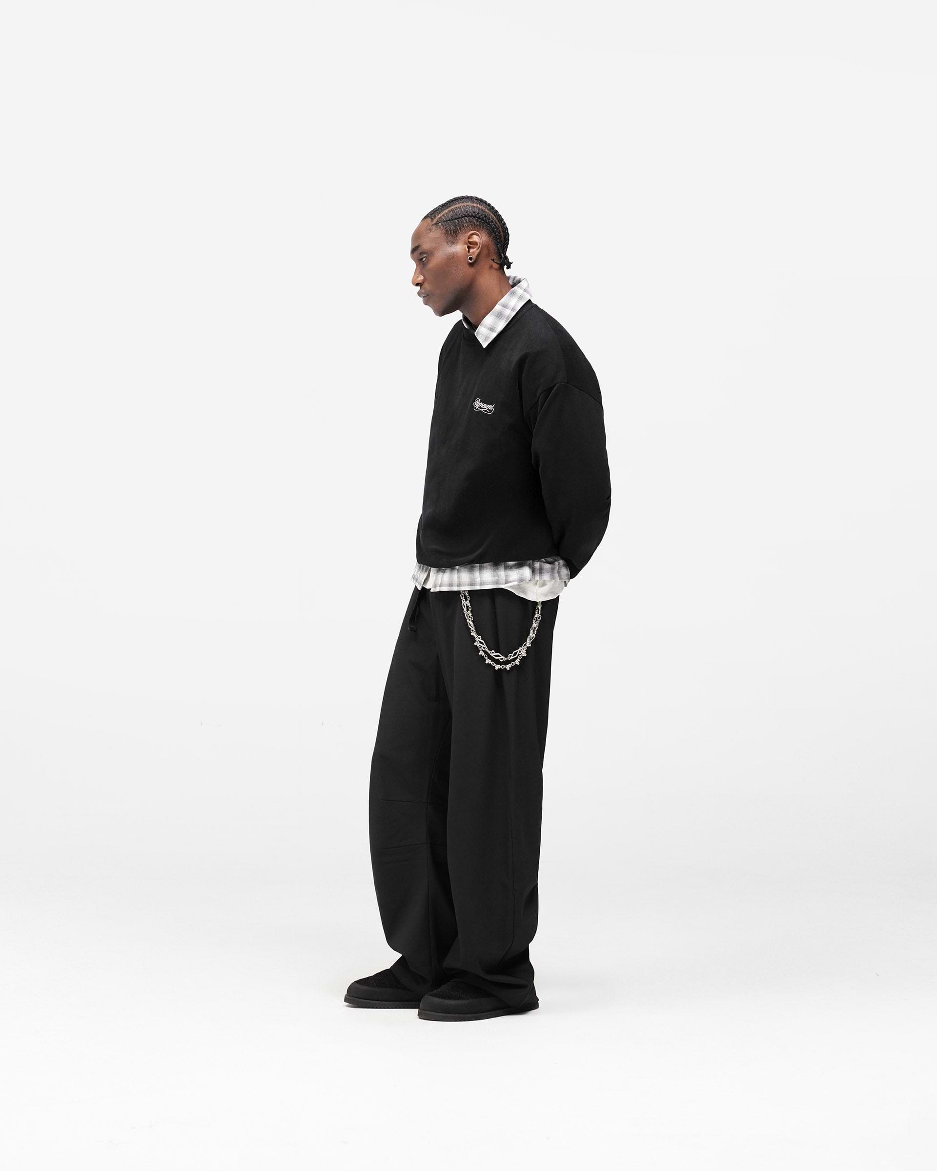 Dual Layer Script Sweater - Jet Black