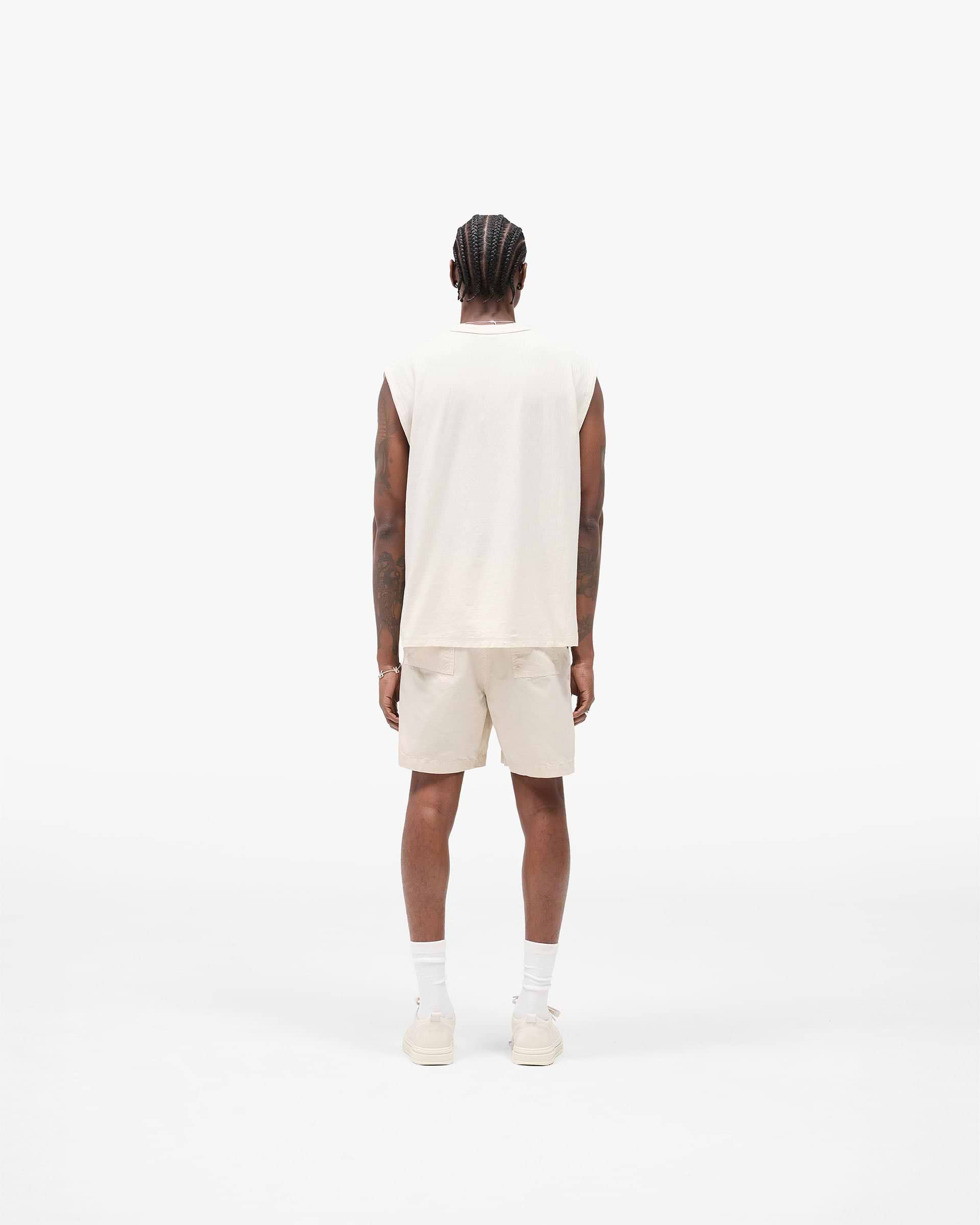 Slub Script Tank - Aged White