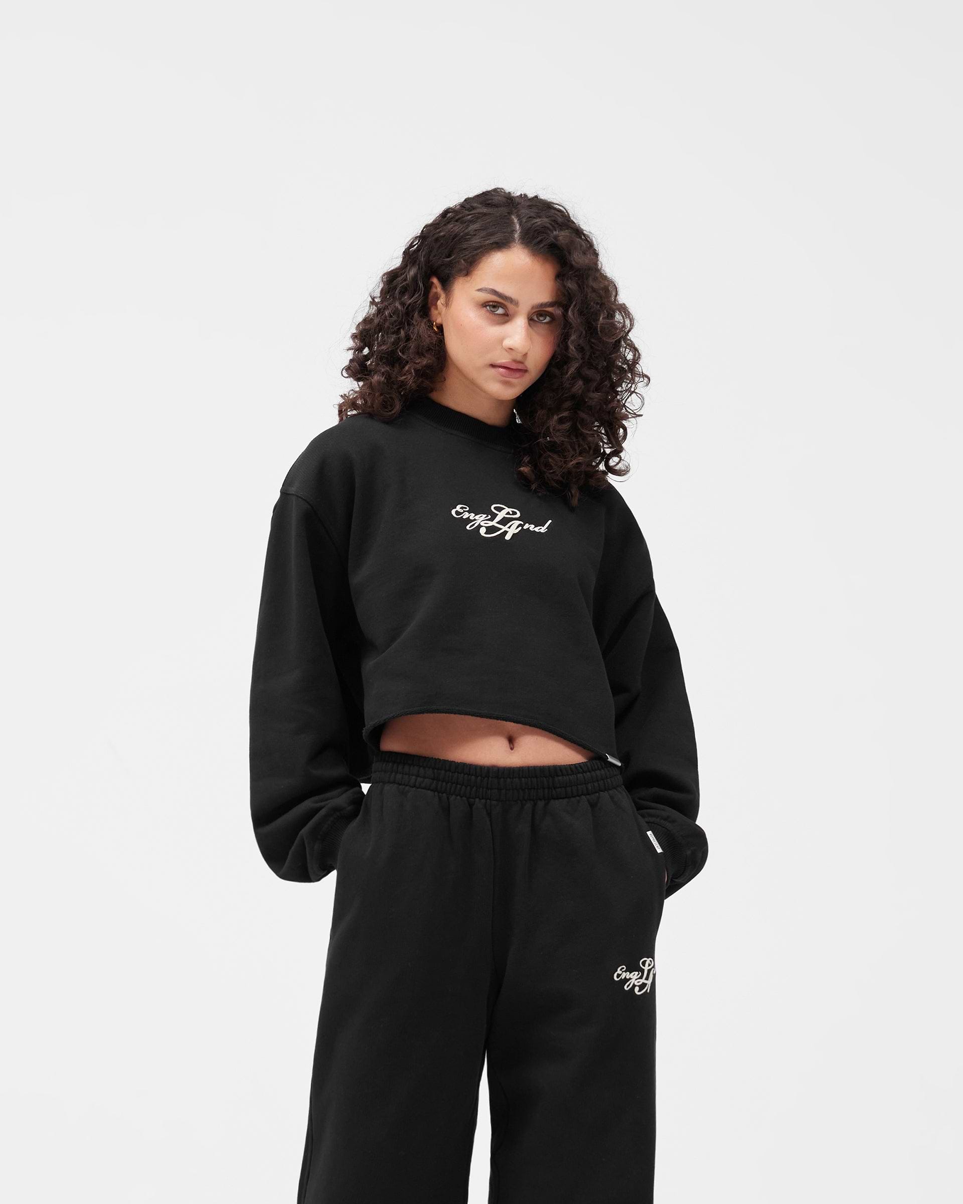 EngLAnd Cropped Sweatshirt - Jet Black
