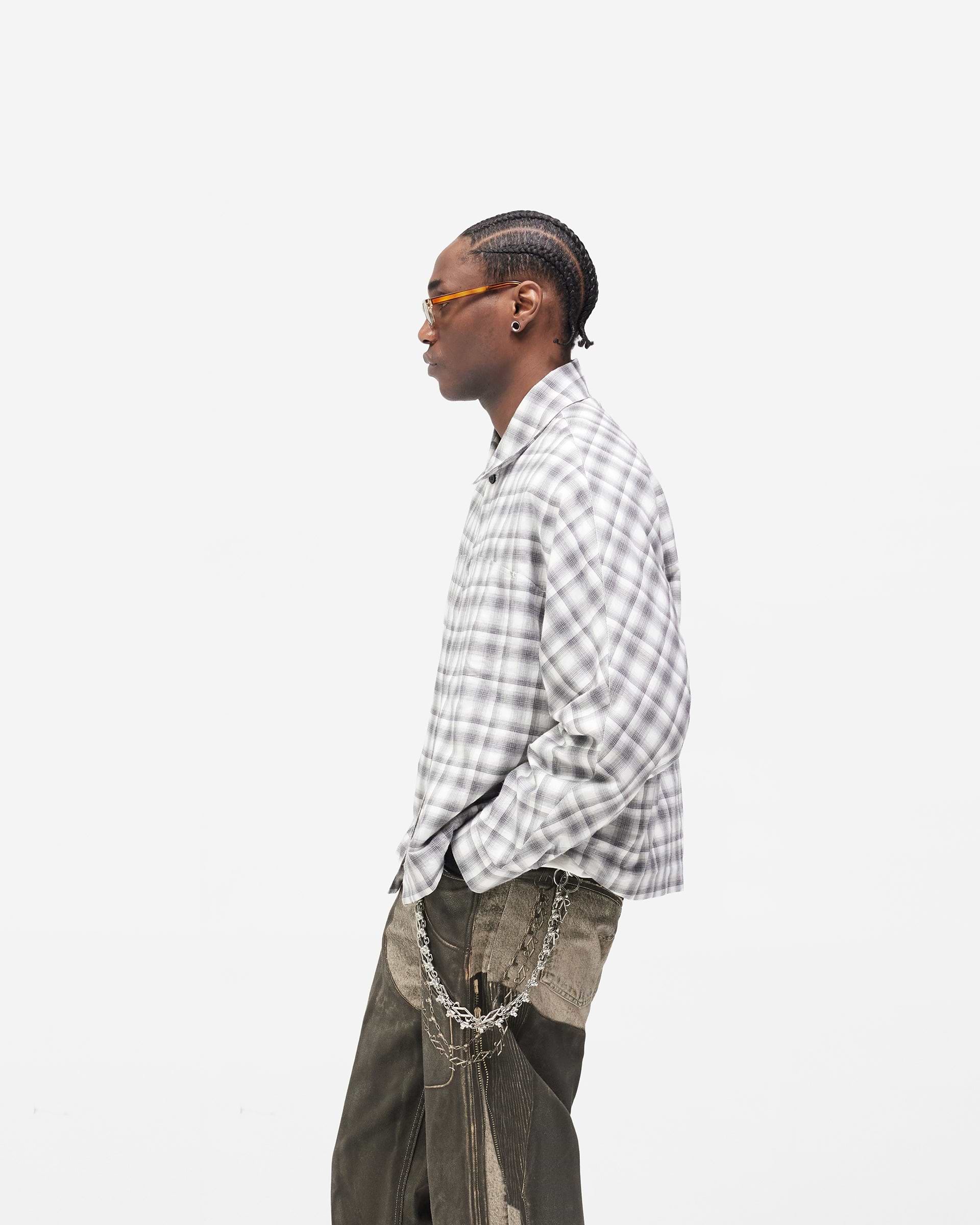 Arch Flannel Shirt - Flat White Jet Black