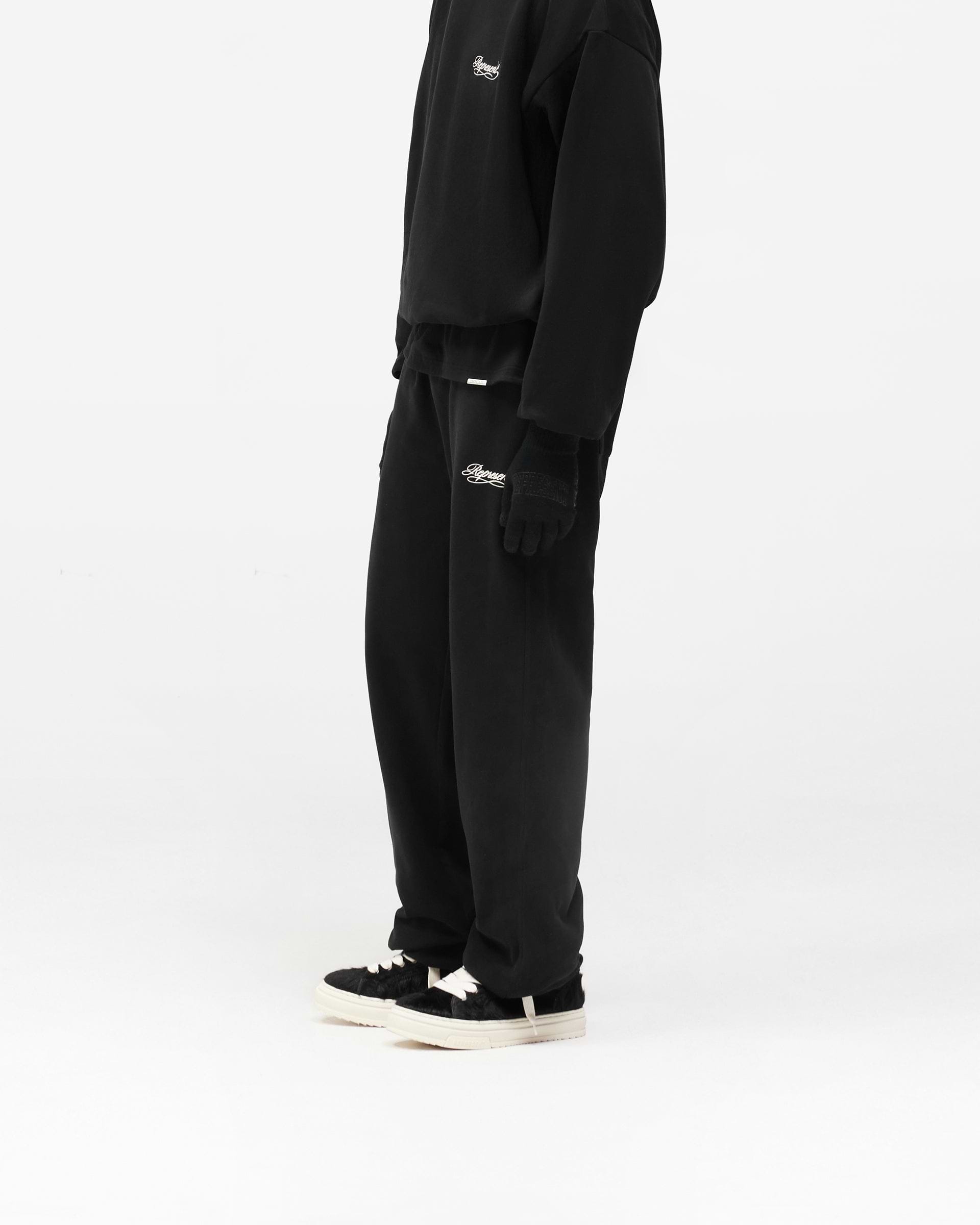 Dual Layer Script Sweatpants - Jet Black