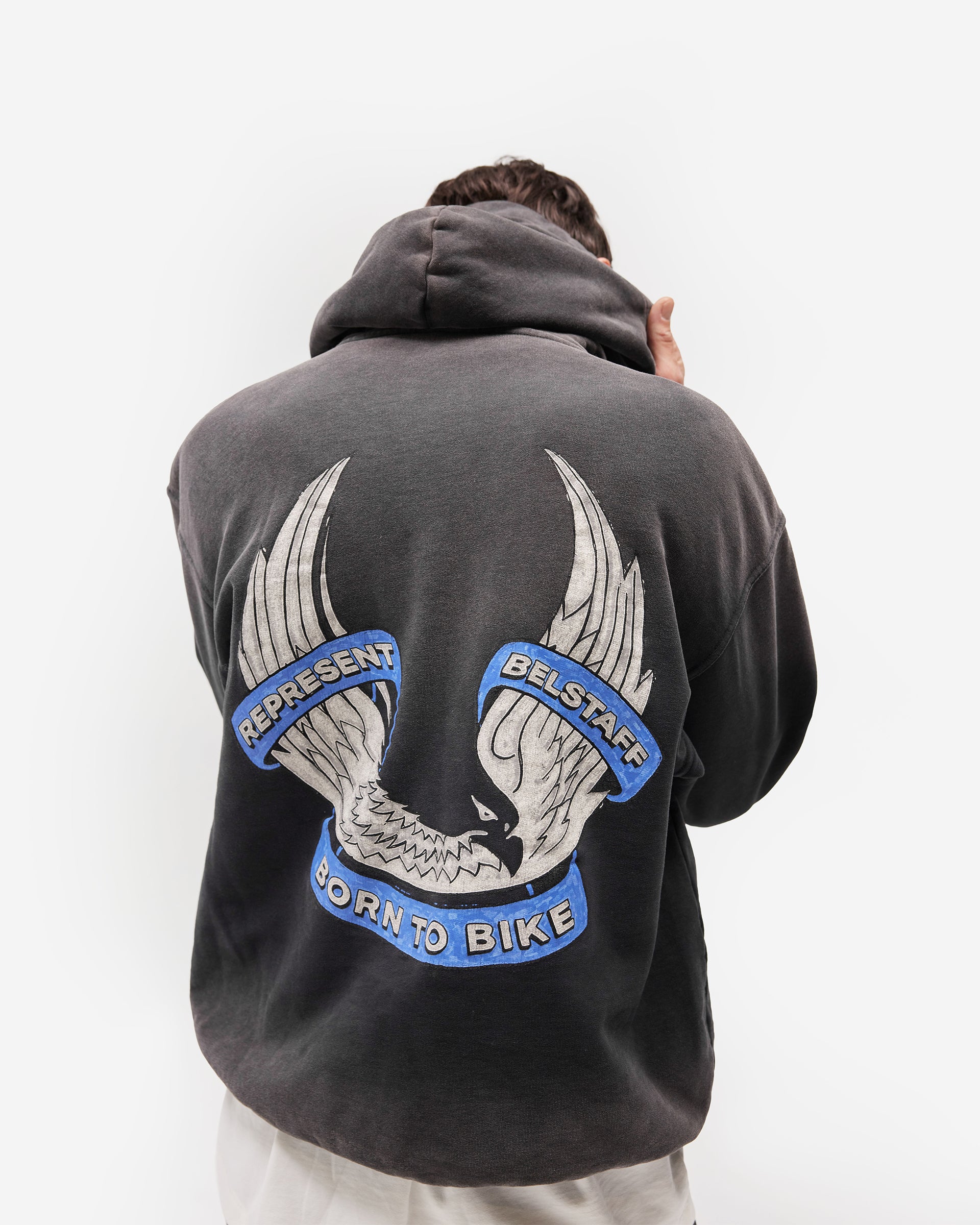 Represent X Belstaff Born To Bike Hoodie - Aged Black