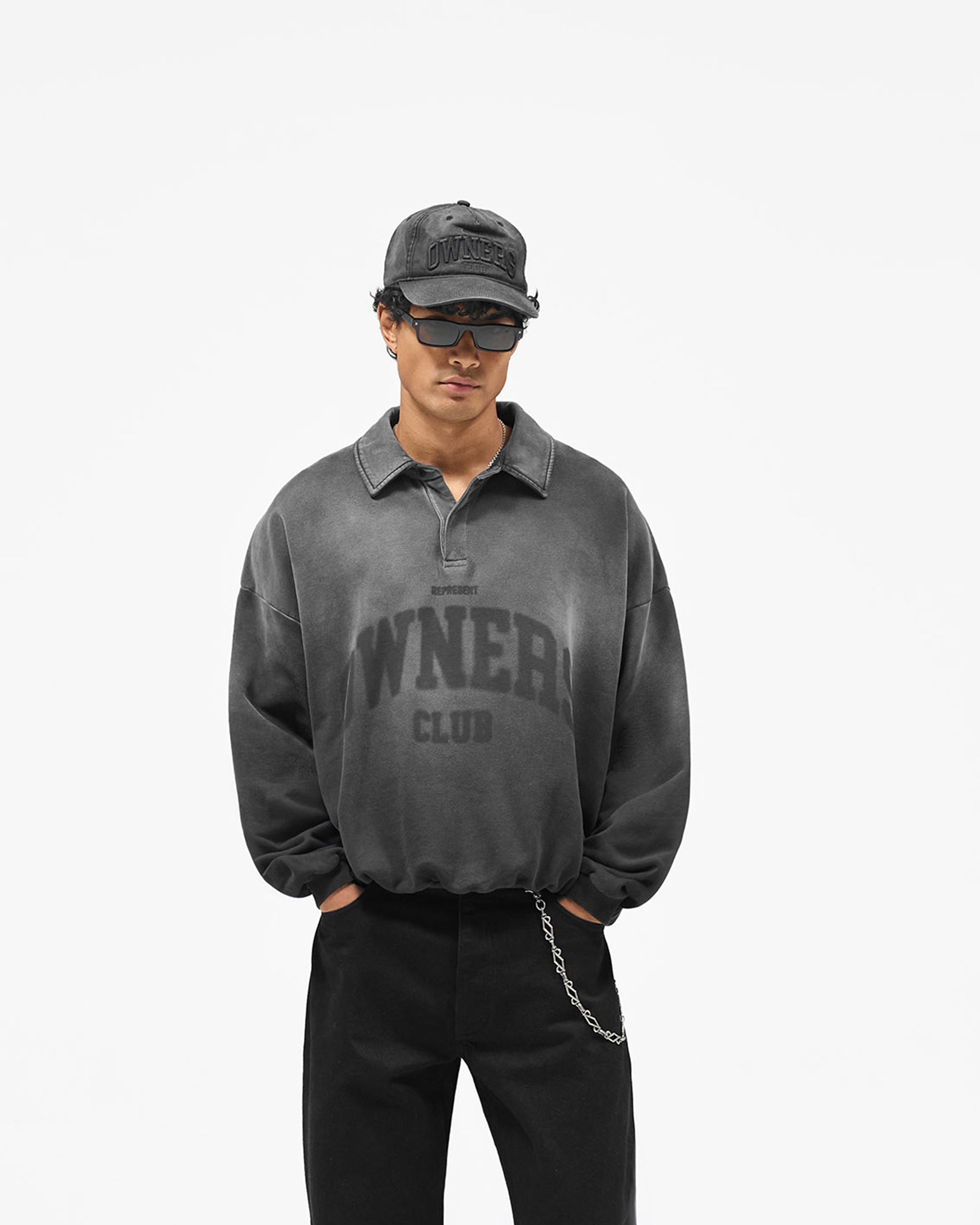 Represent Owners Club Rugby Sweater - Weathered Black