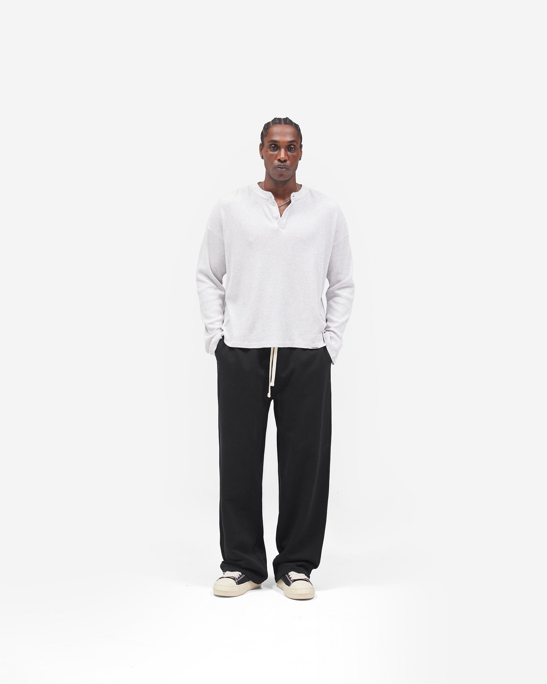 Initial Wide Leg Sweatpants - Jet Black