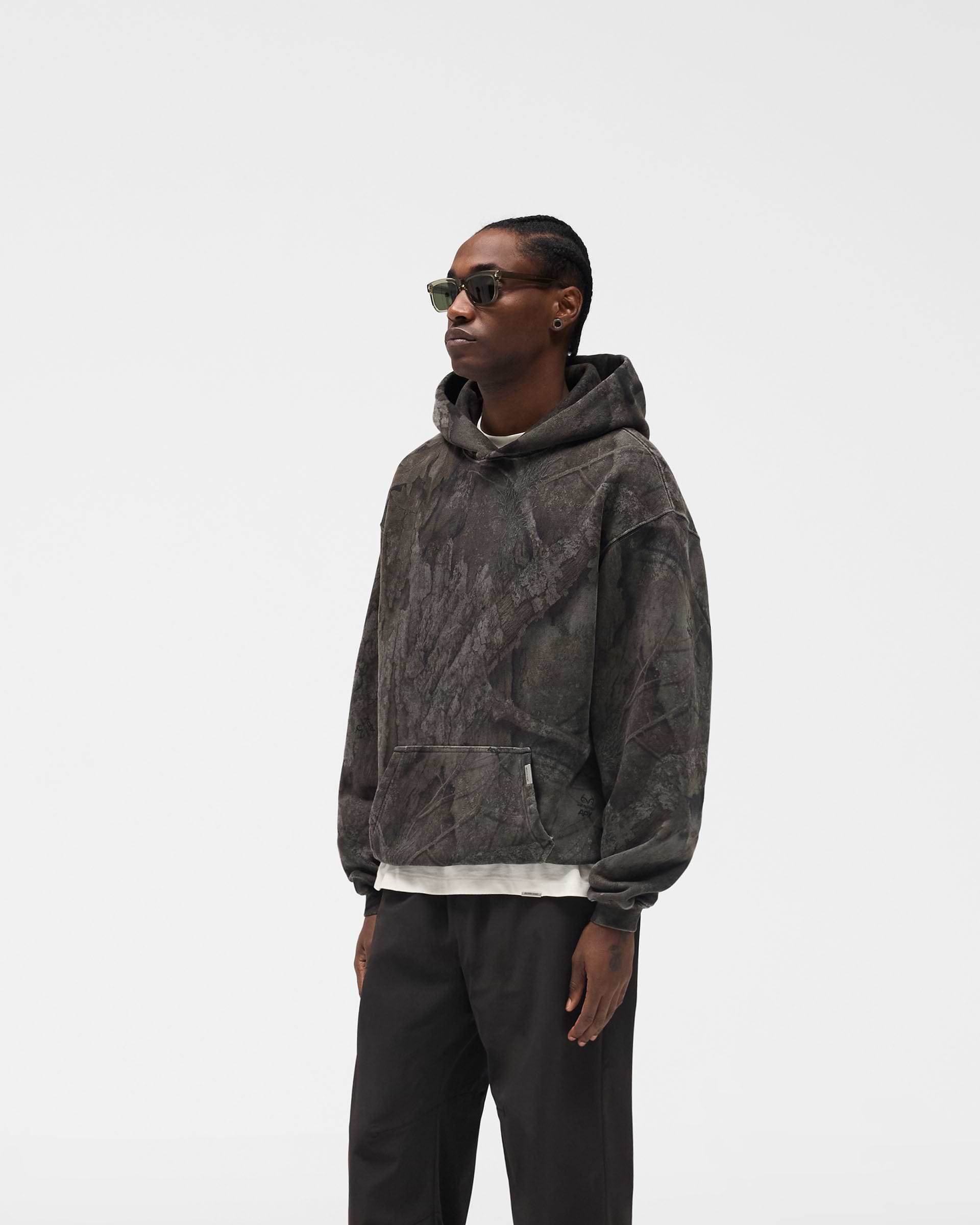 Initial Overdye Realtree® Oversized Hoodie - Overdyed Black