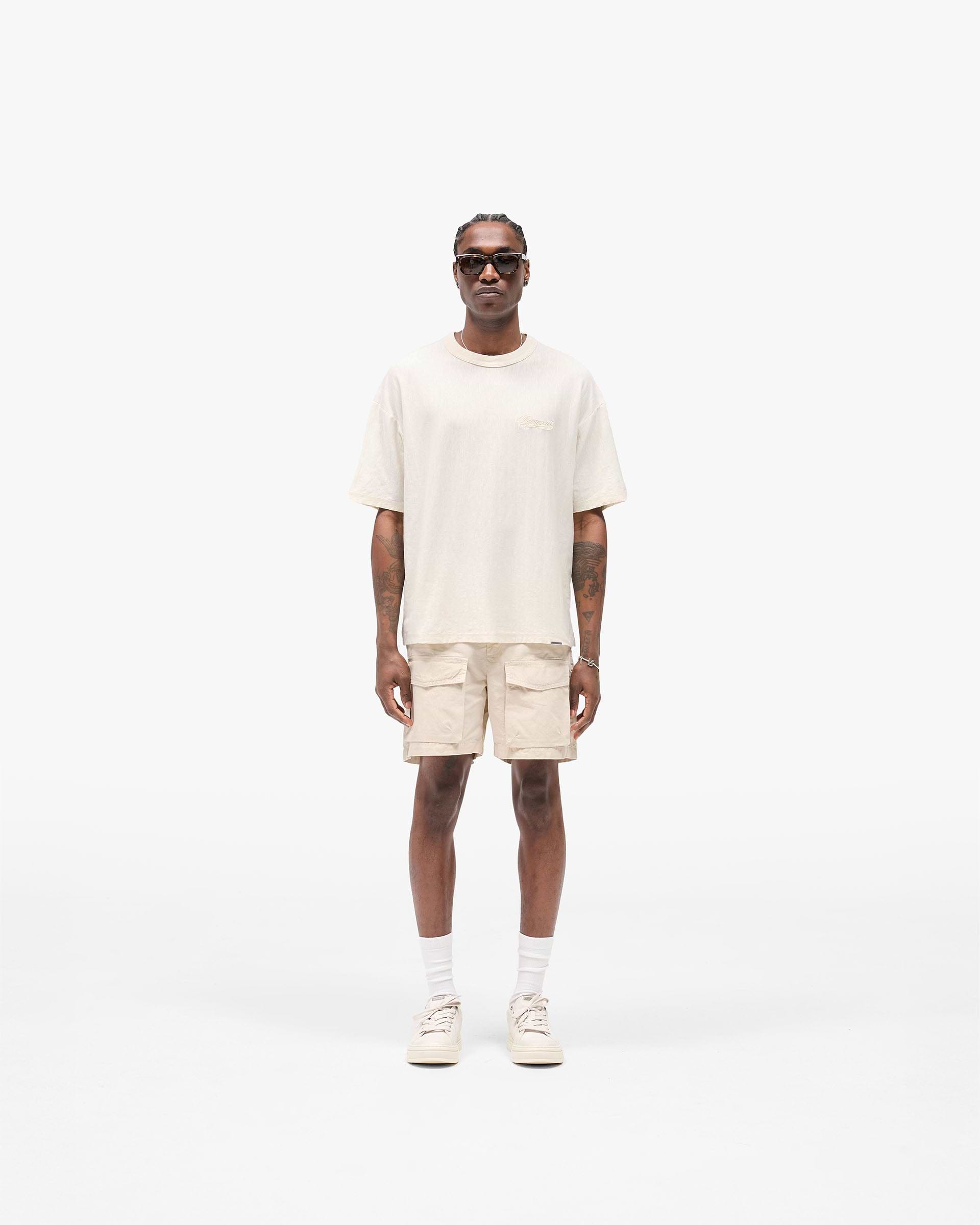 Slub Script T-Shirt - Aged White