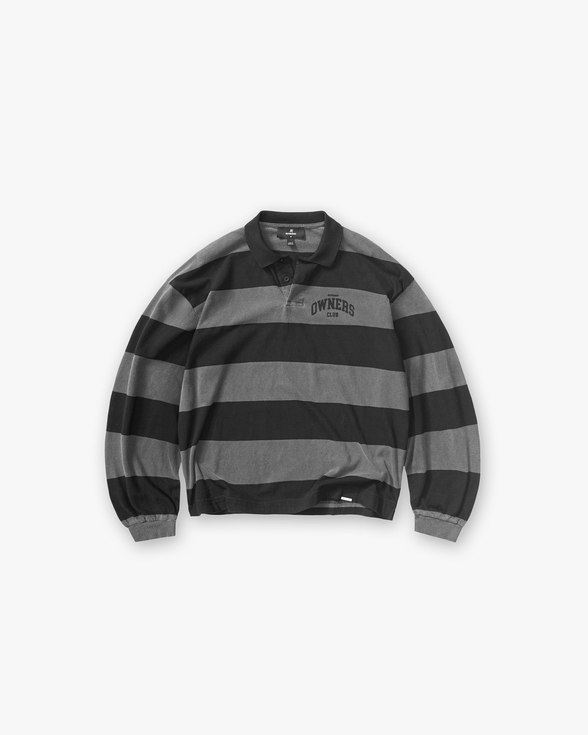Represent Owners Club Rugby Stripe Top - Weathered Black