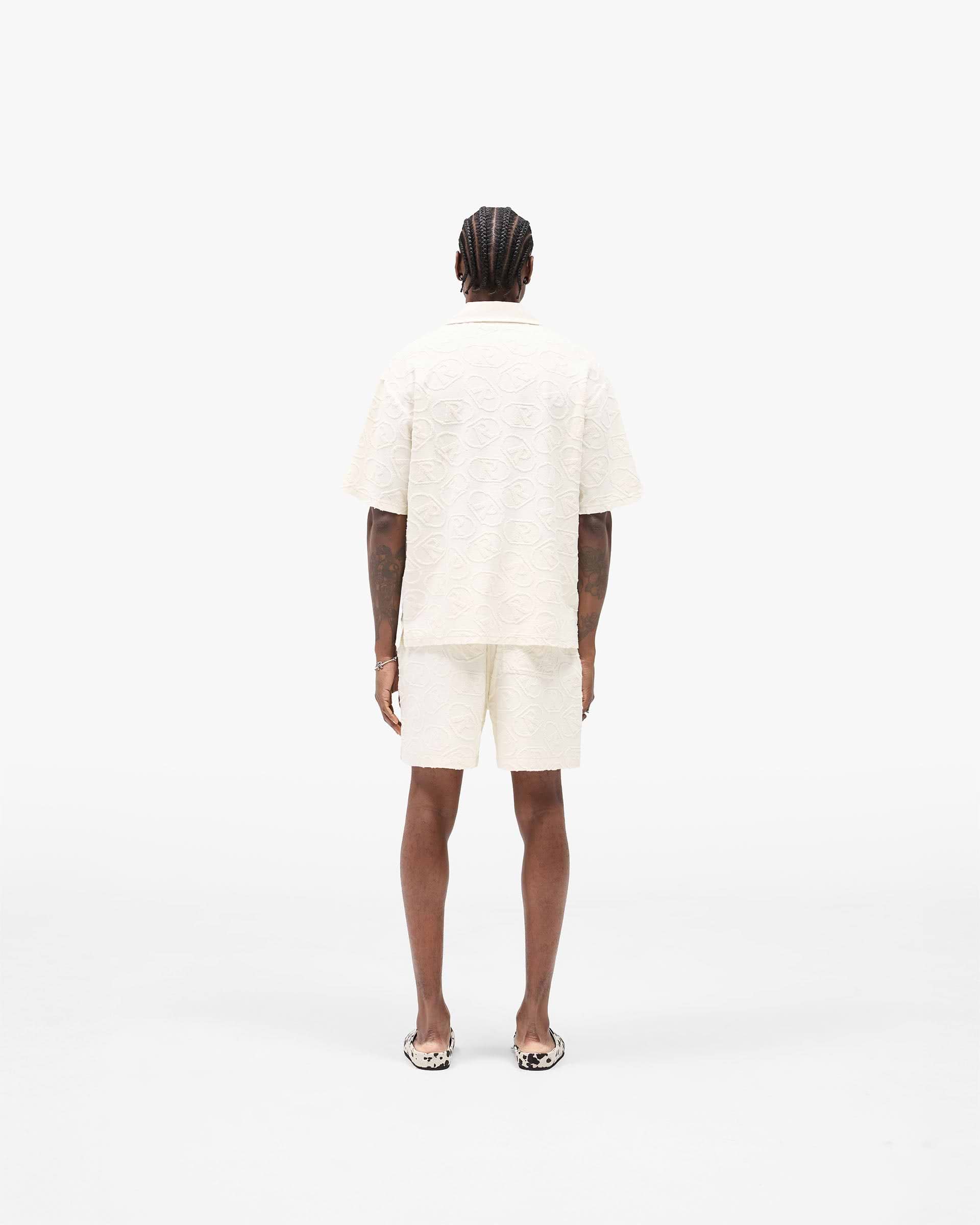 All Over Print Towel Short - Aged White