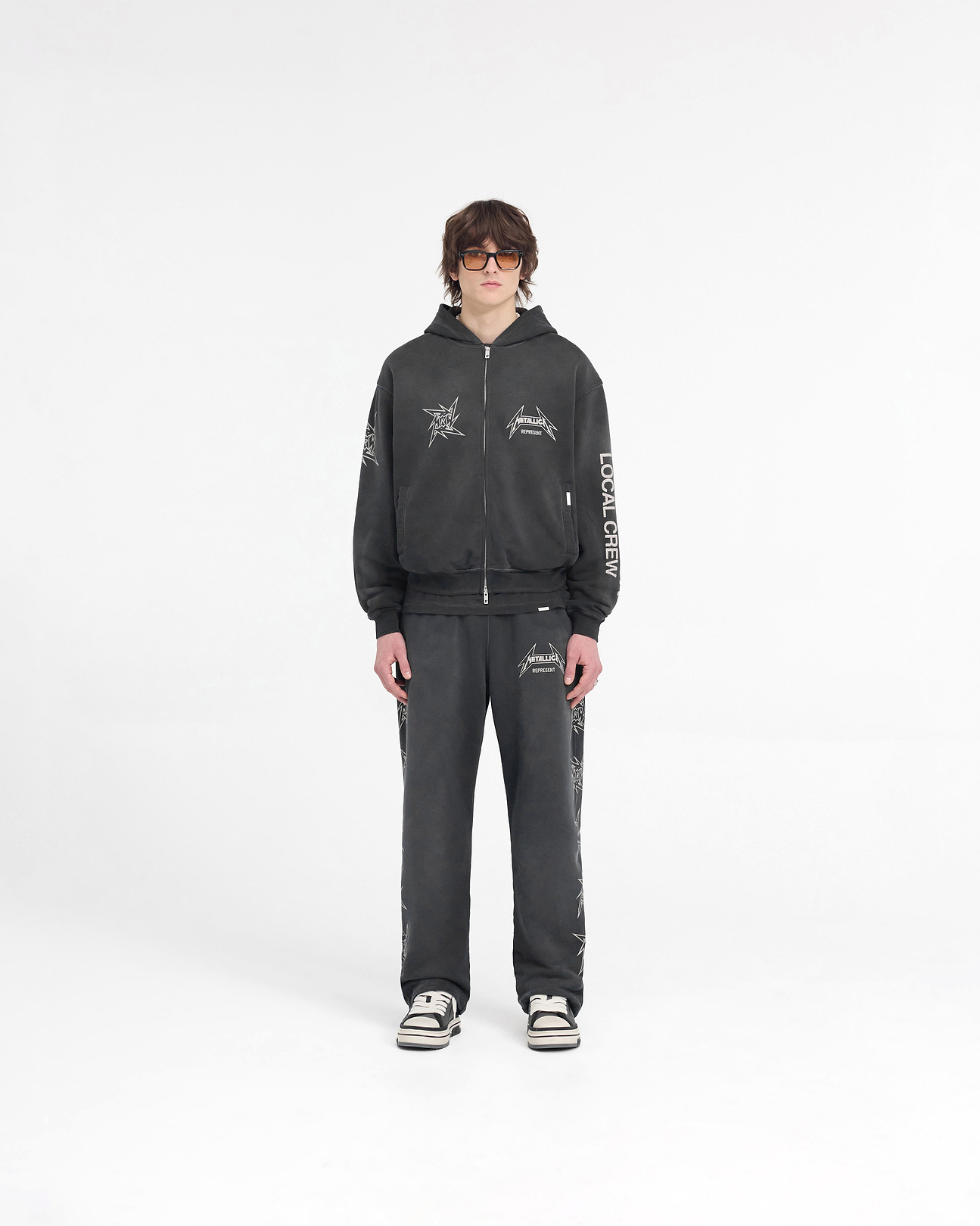 Metallica Local Crew Zip Hoodie | Stained Black | REPRESENT