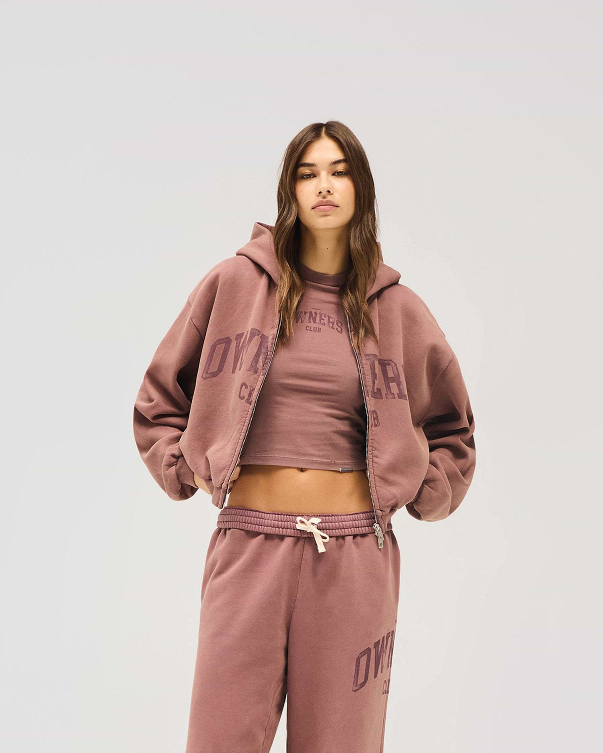 Represent Owners Club Zip Through Hoodie - Smoked Rose