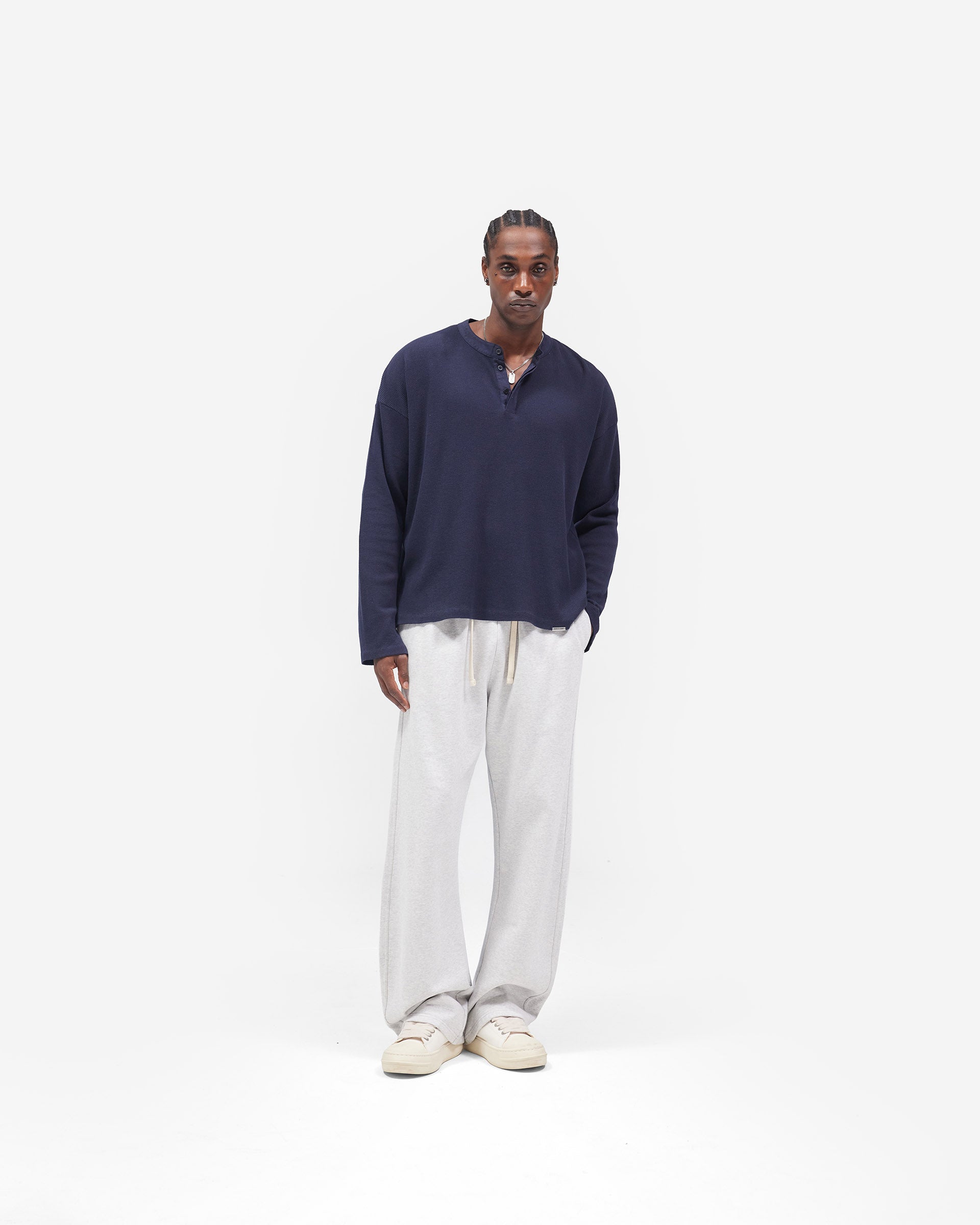 Initial Wide Leg Sweatpants - Ice Grey Marl