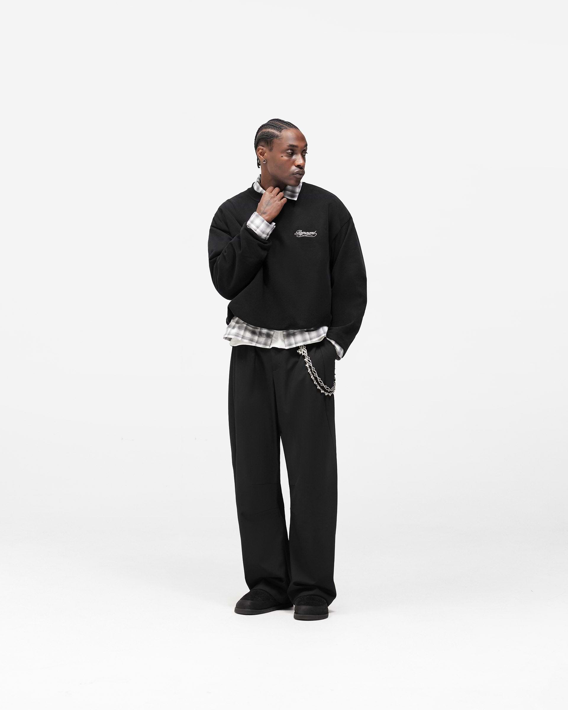 Dual Layer Script Sweater - Jet Black
