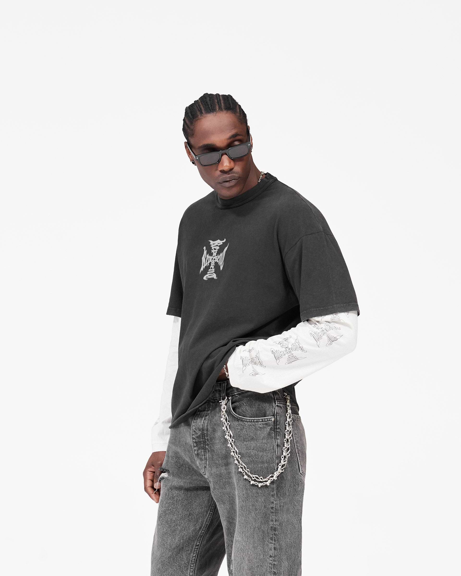 MH Stack Long Sleeve T-Shirt - Faded Black