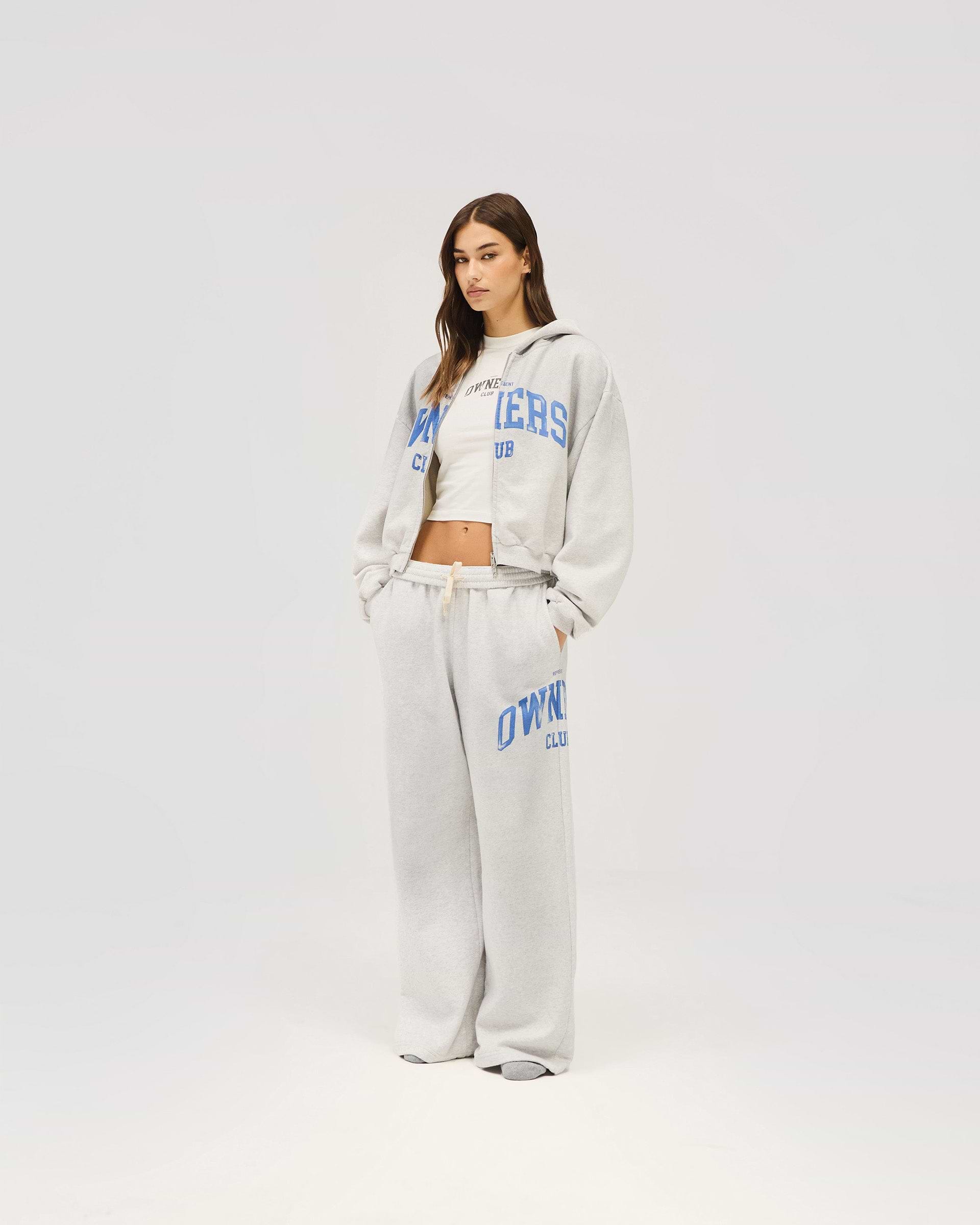 Represent Owners Club Zip Through Hoodie - Sprayed Ice Grey Marl
