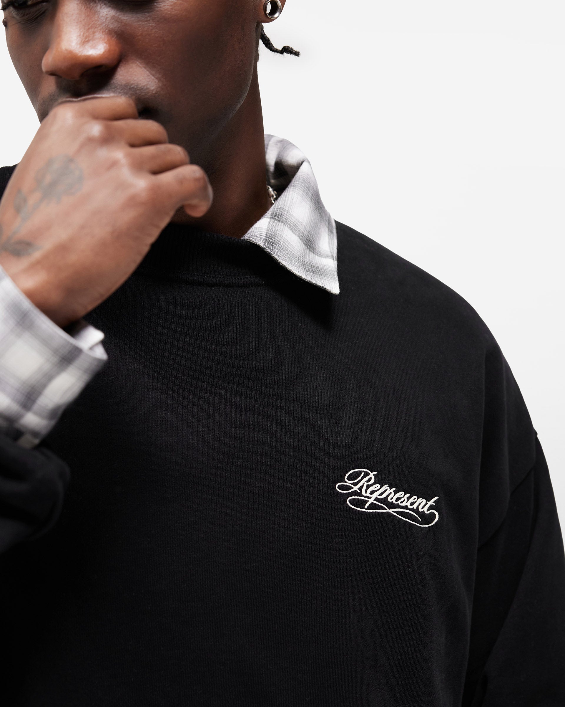 Dual Layer Script Sweater - Jet Black