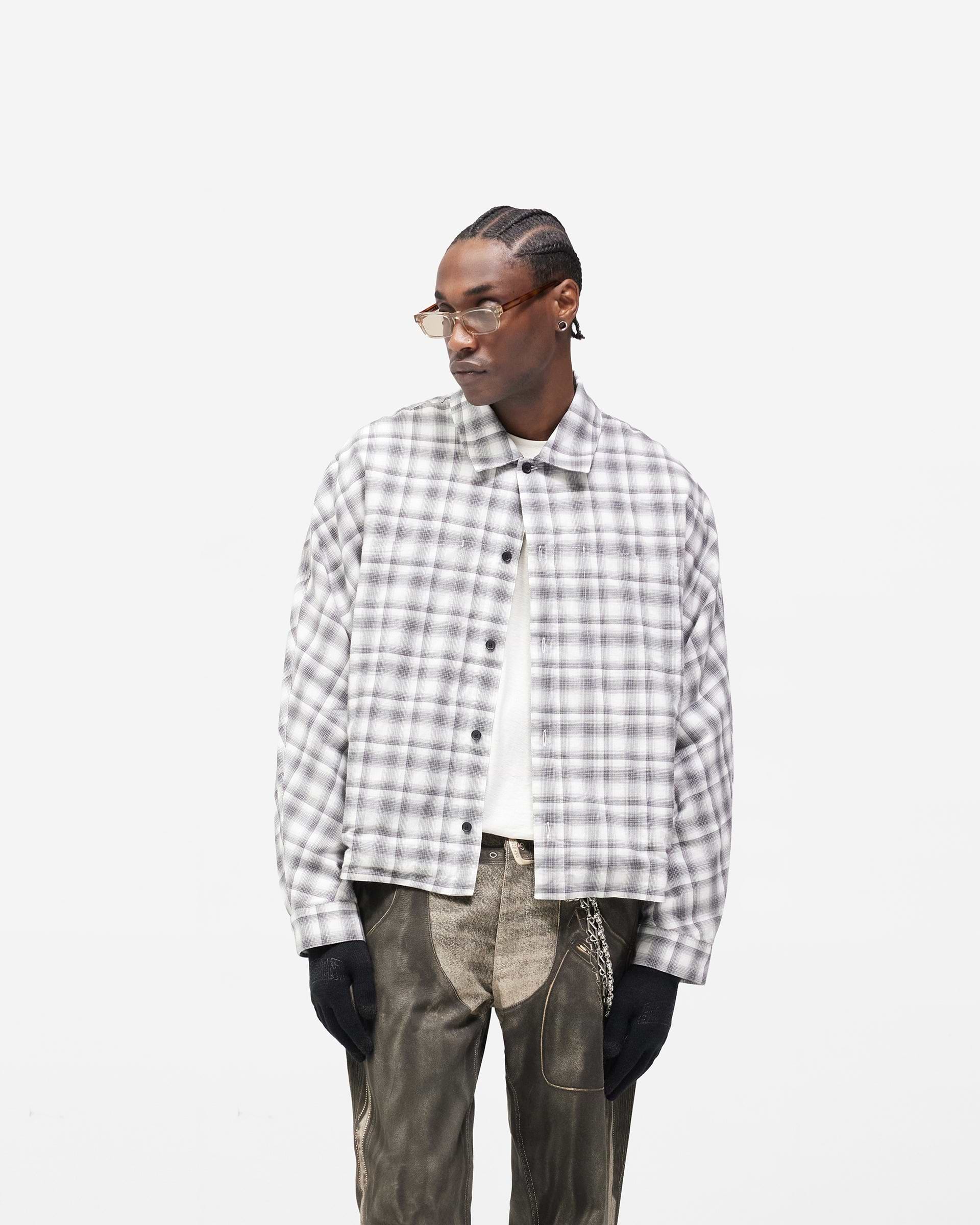 Arch Flannel Shirt - Flat White Jet Black