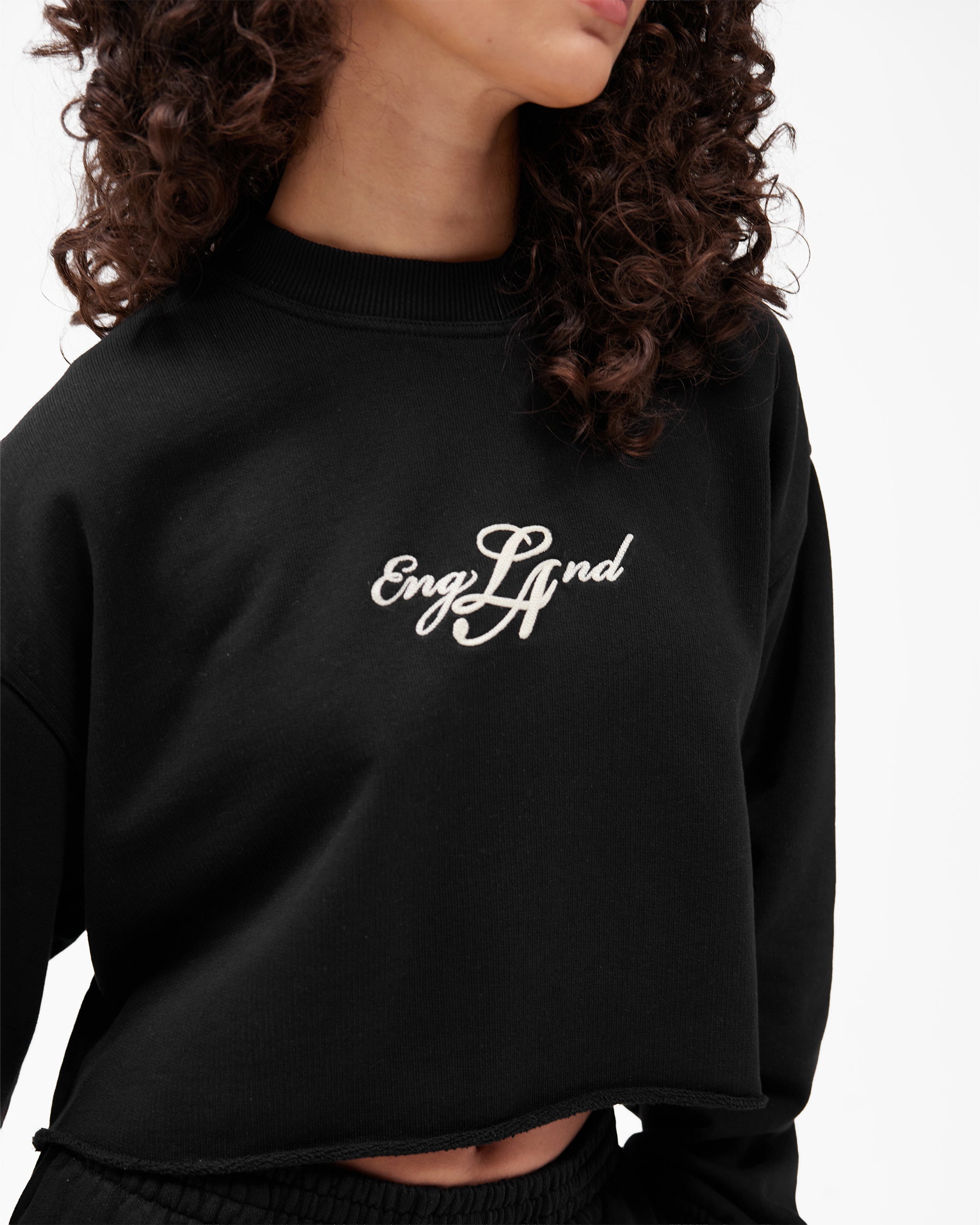 EngLAnd Cropped Sweatshirt - Jet Black