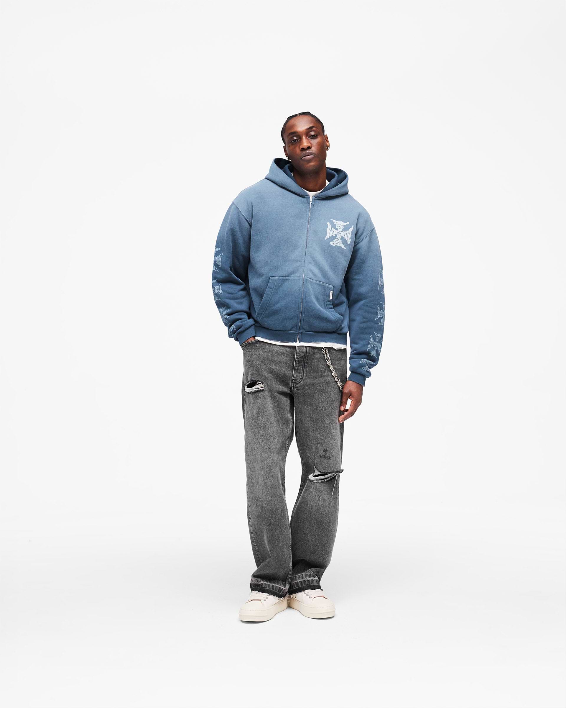 MH Shrunken Zip Hoodie - Vintage Navy