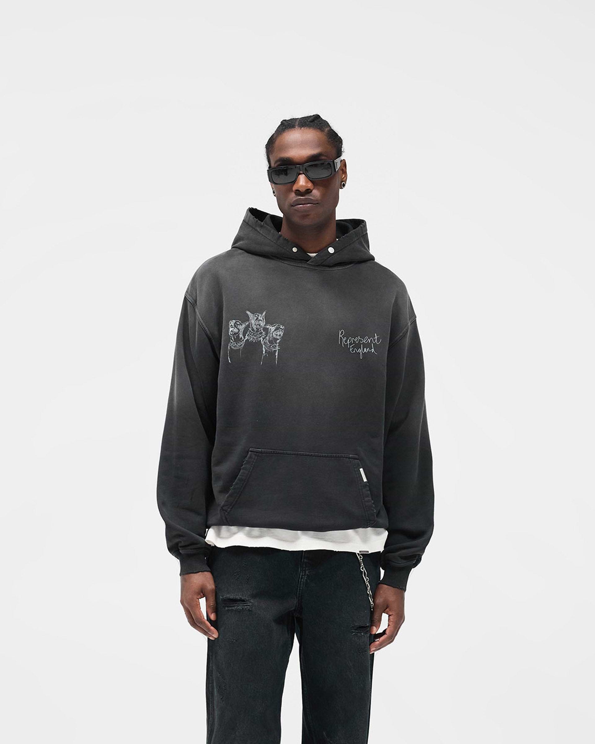 Hand Drawn Thoroughbred Hoodie - Aged Black