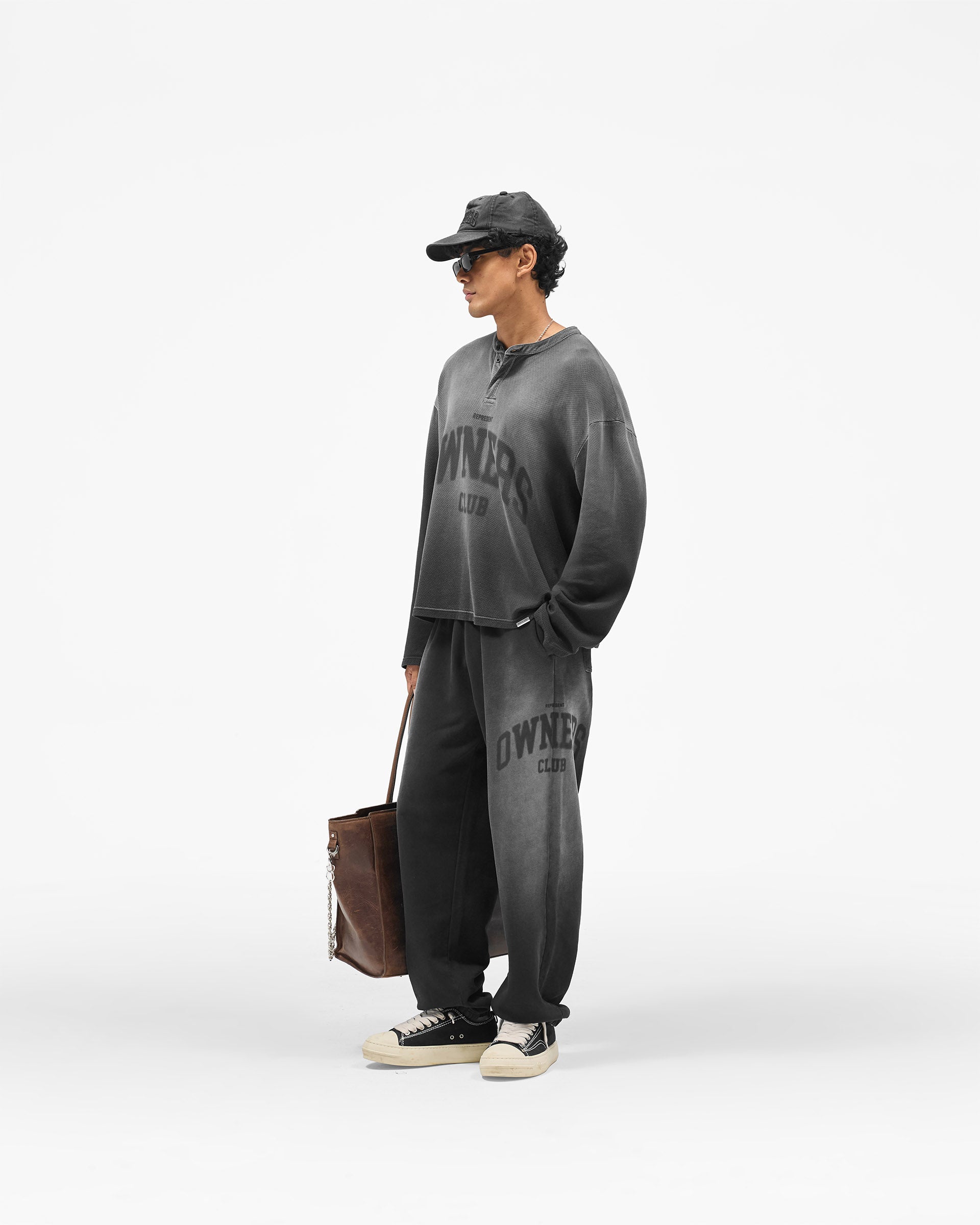 Represent Owners Club Long Sleeve Henley - Weathered Black