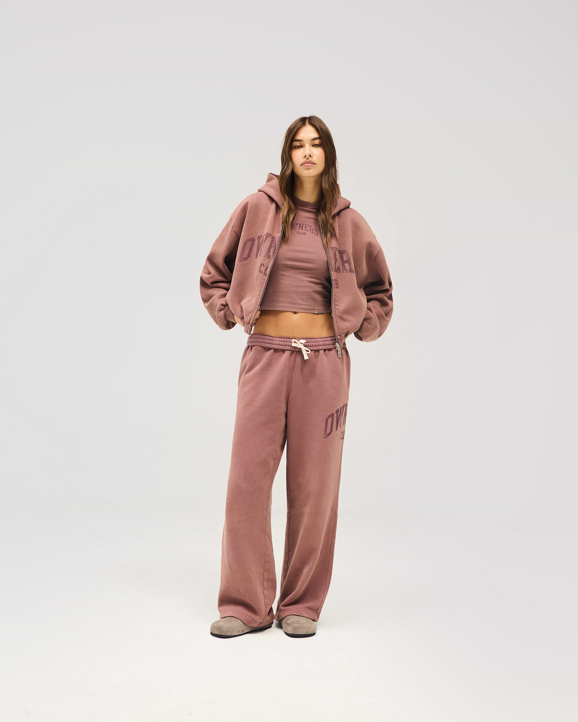 Represent Owners Club Zip Through Hoodie - Smoked Rose