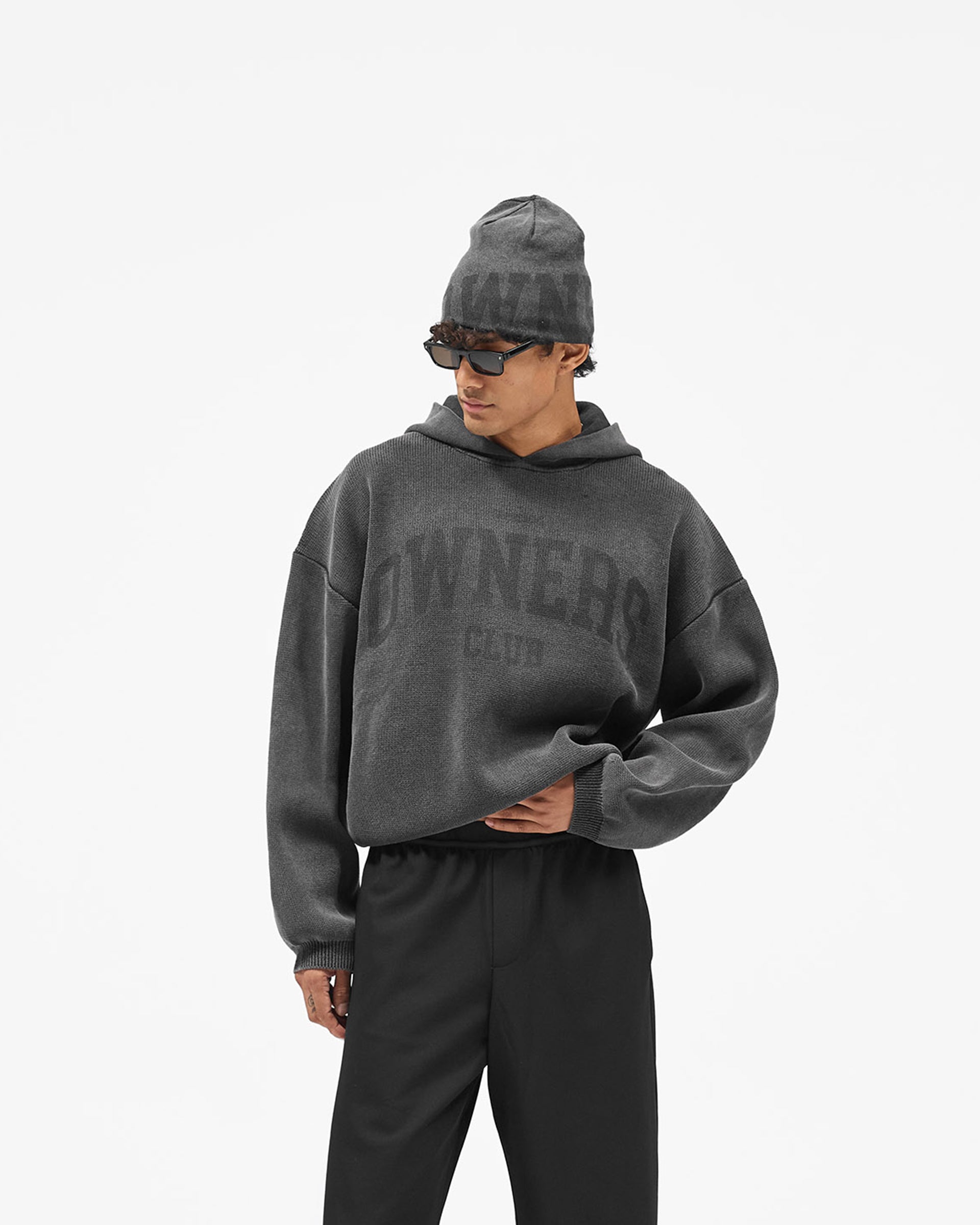 Represent Owners Club Knitted Hoodie - Weathered Black