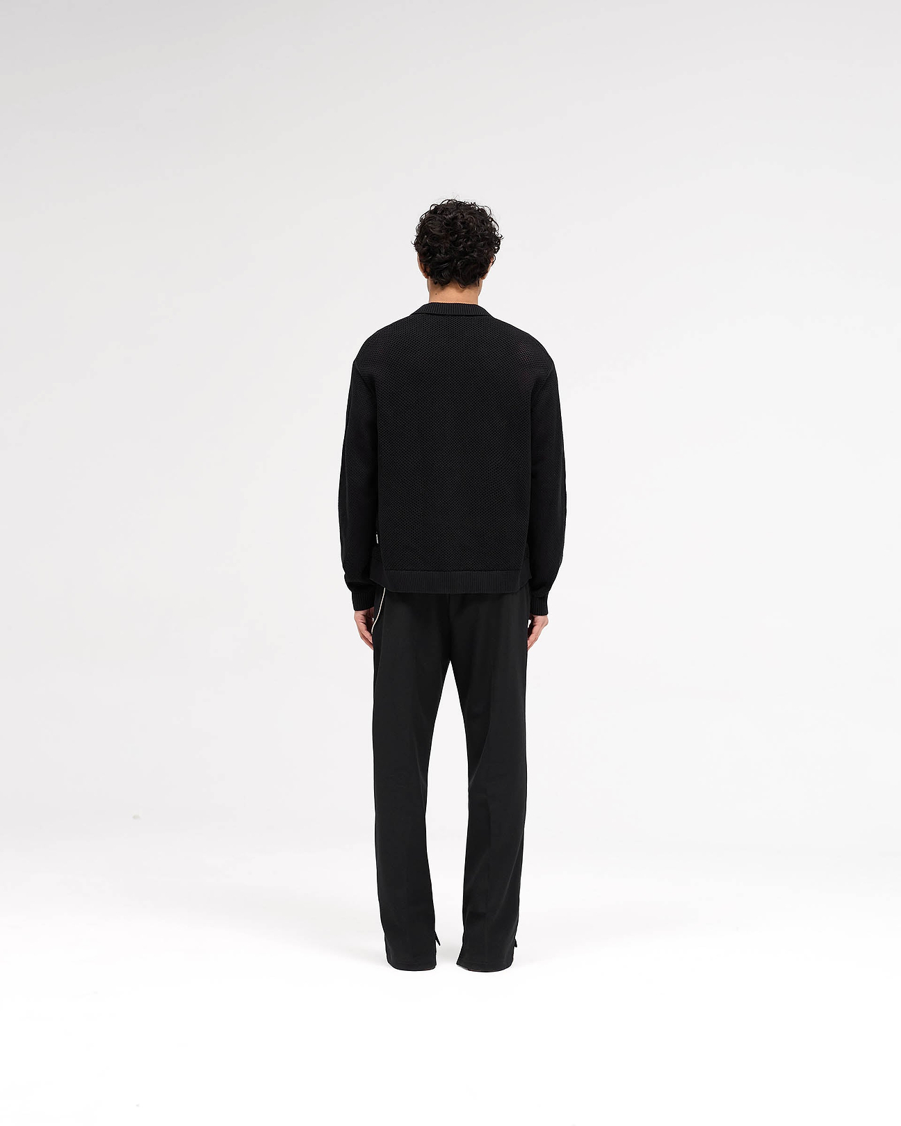 Long Sleeve Mesh Knit Shirt | Jet Black | REPRESENT